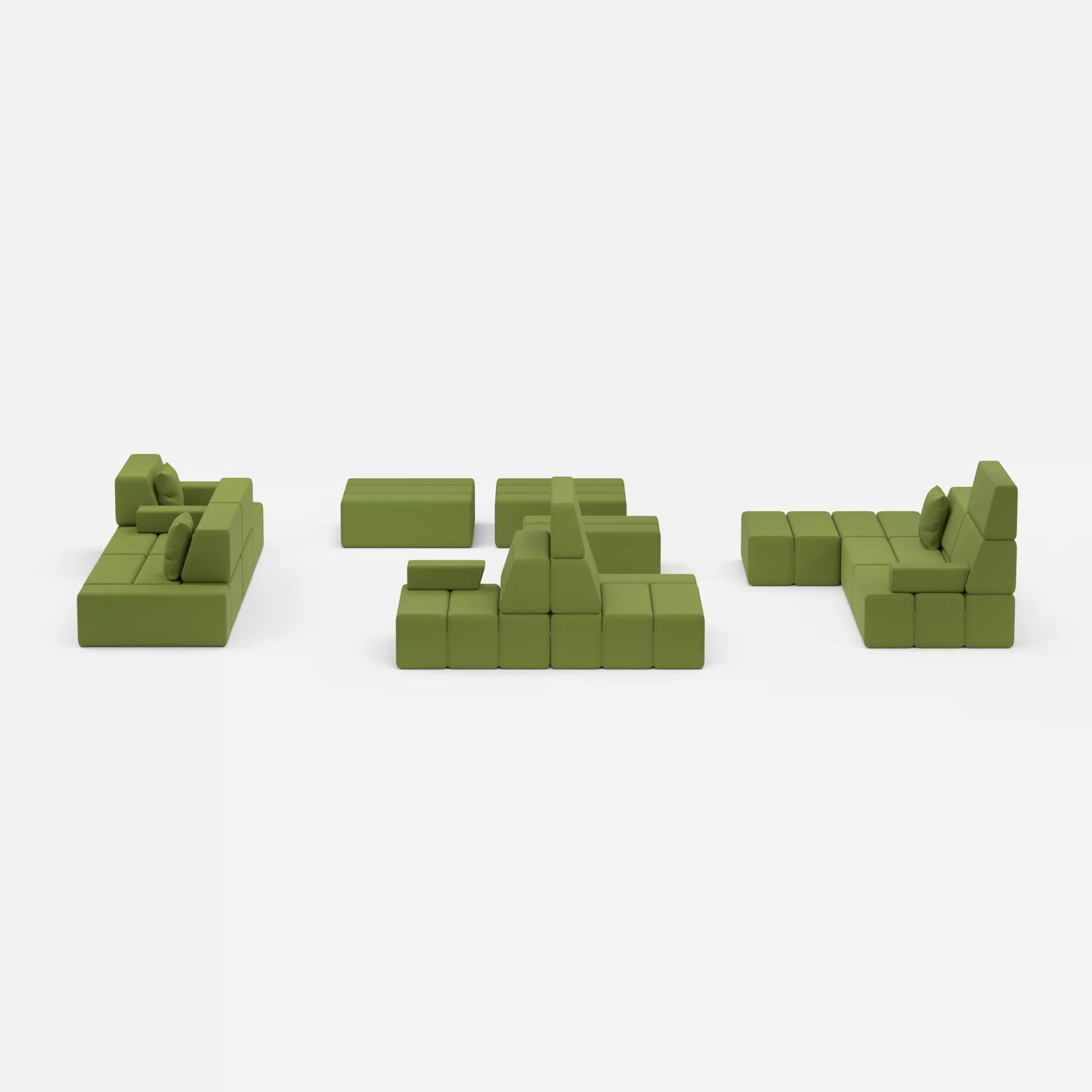 Sofalandschaft Bricks 4 dama0059 in Grün von vorne