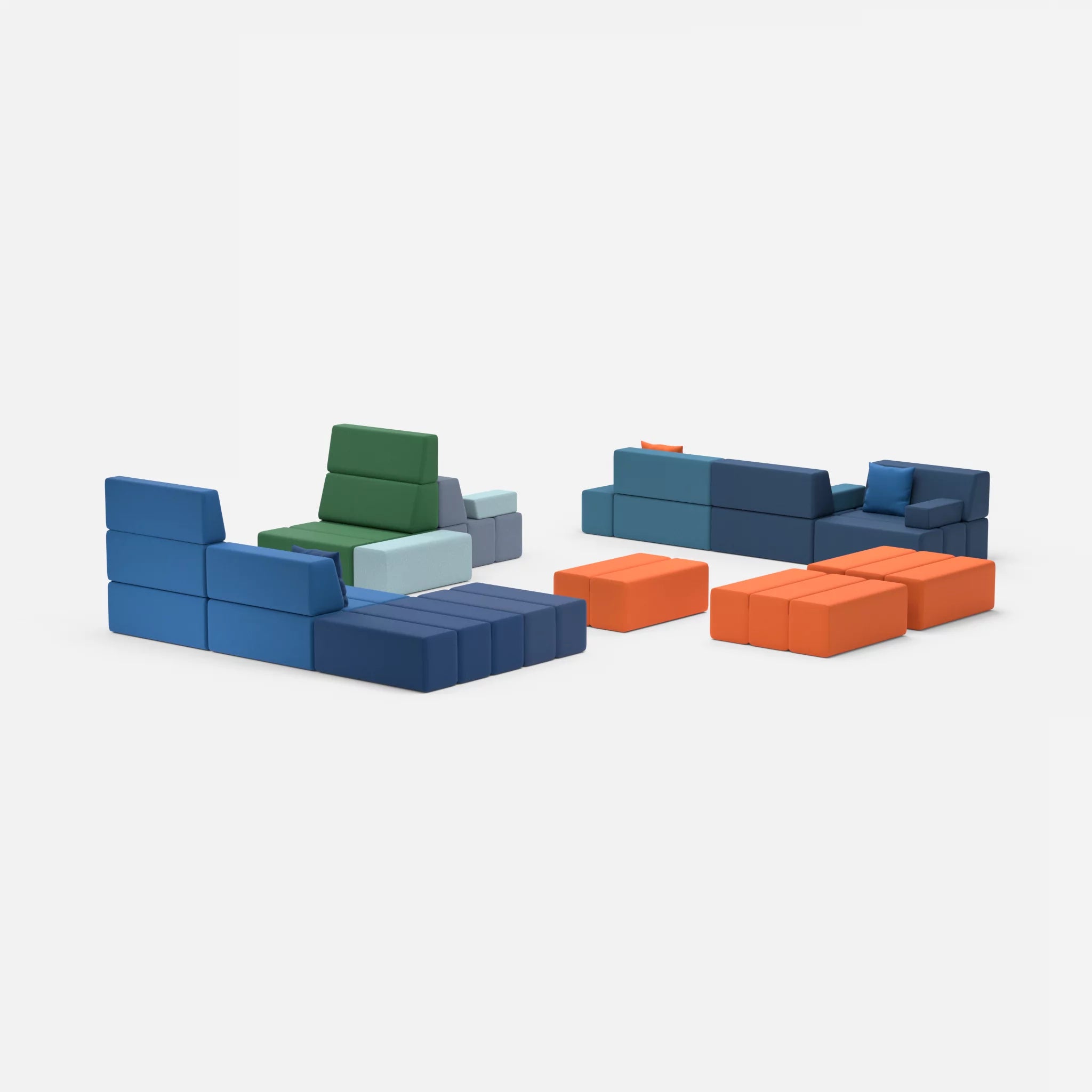 Sofalandschaft Bricks 4 novumazur-radio3094 in Dunkelblau und Orange von hinten