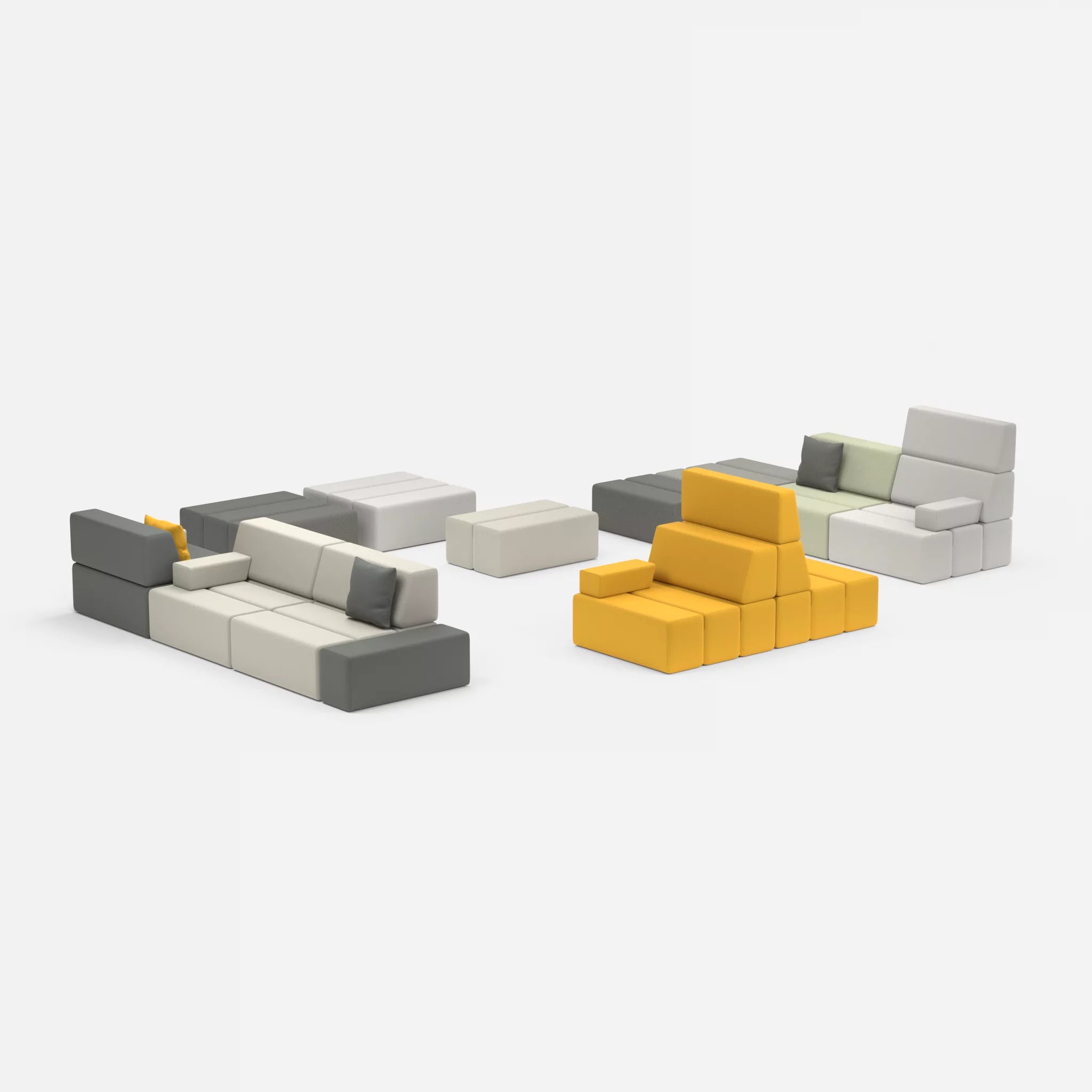 Sofalandschaft Bricks 4 novumcarbon-radio8027 in Dunkelgrau und Hellgrau von der Seite