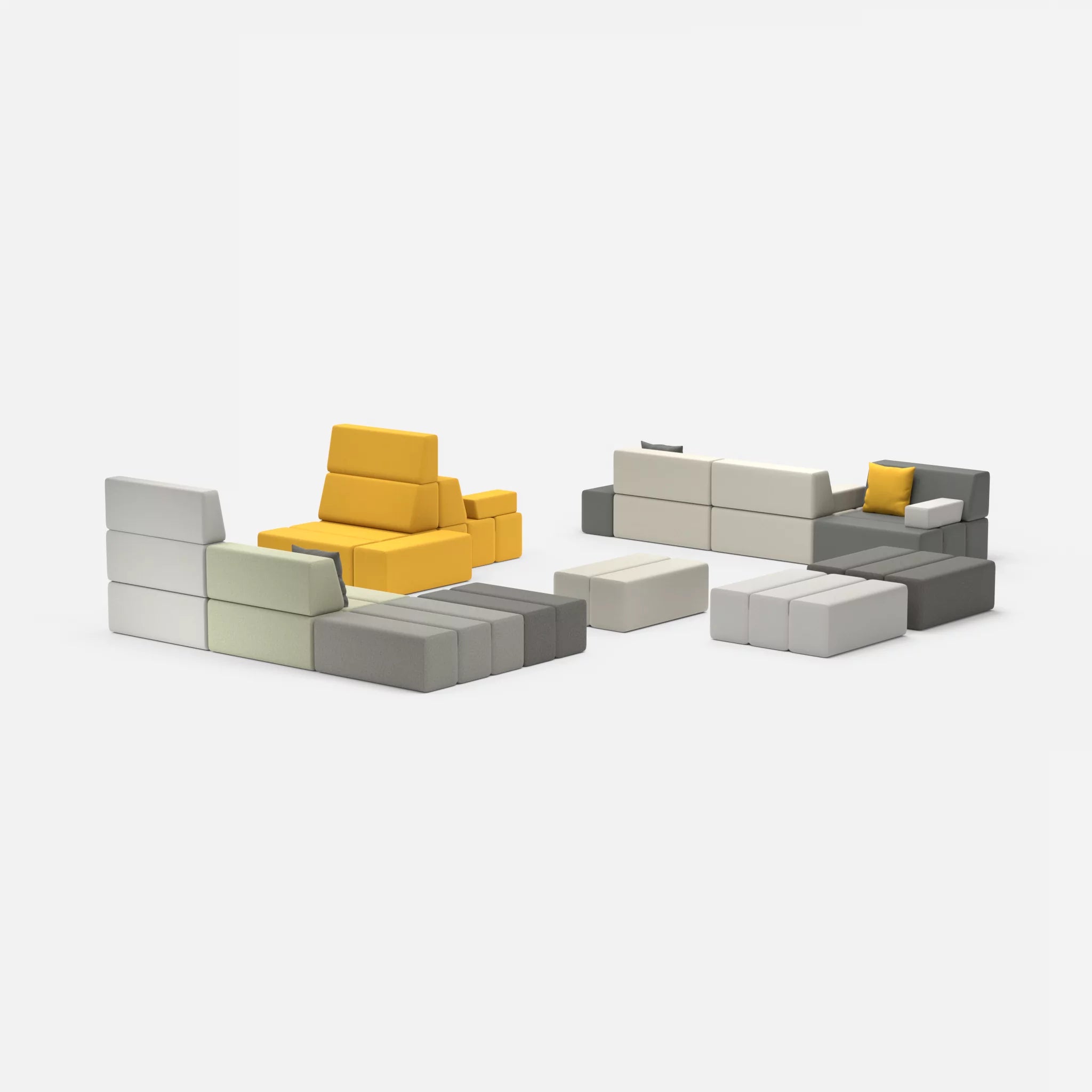 Sofalandschaft Bricks 4 novumcarbon-radio8027 in Dunkelgrau und Hellgrau von hinten