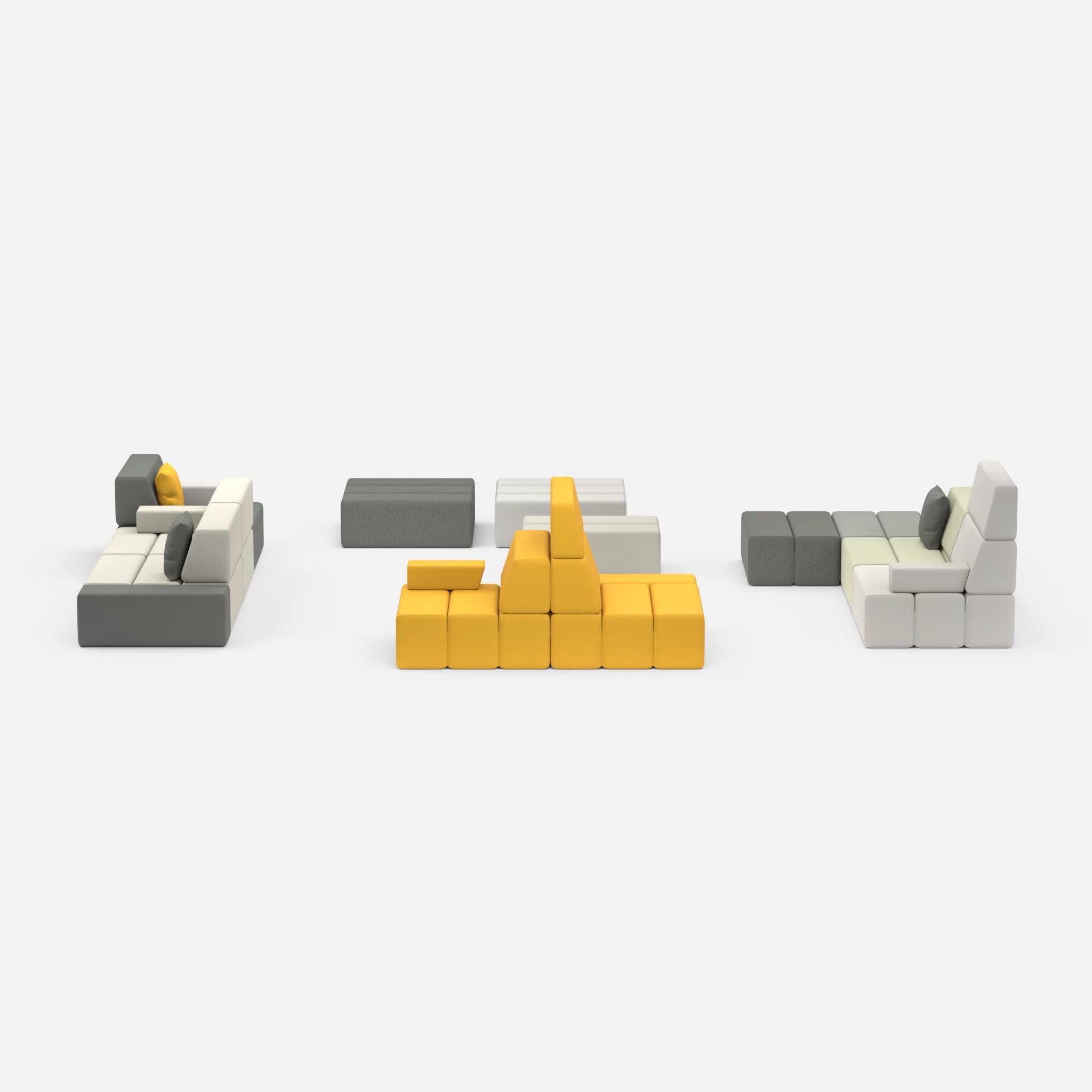 Sofalandschaft Bricks 4 novumcarbon-radio8027 in Dunkelgrau und Hellgrau von vorne