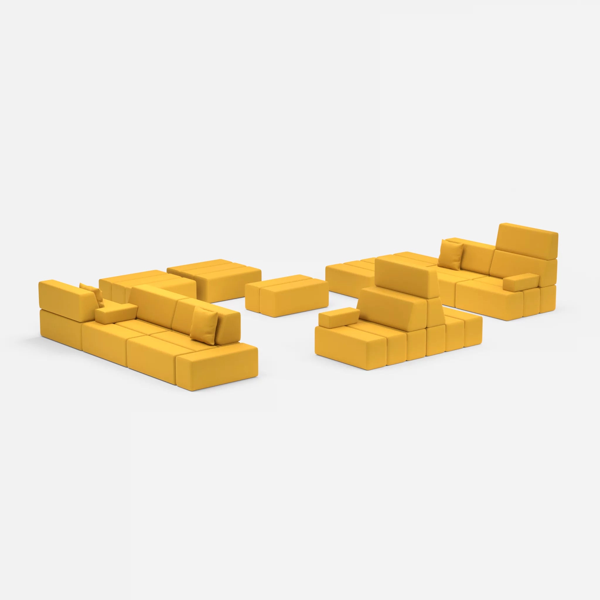 Sofalandschaft Bricks 4 novumcurry in Curry von der Seite