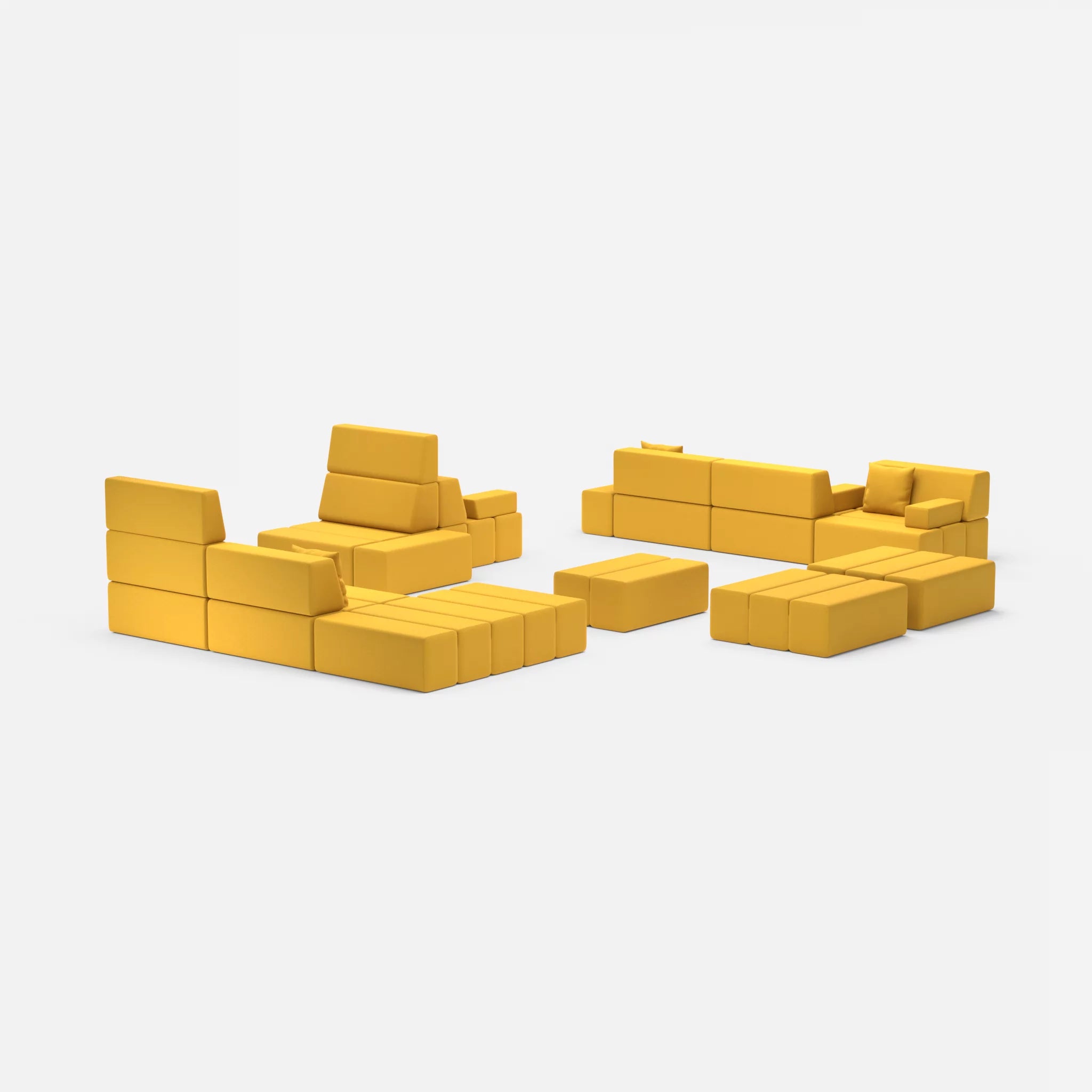 Sofalandschaft Bricks 4 novumcurry in Curry von hinten