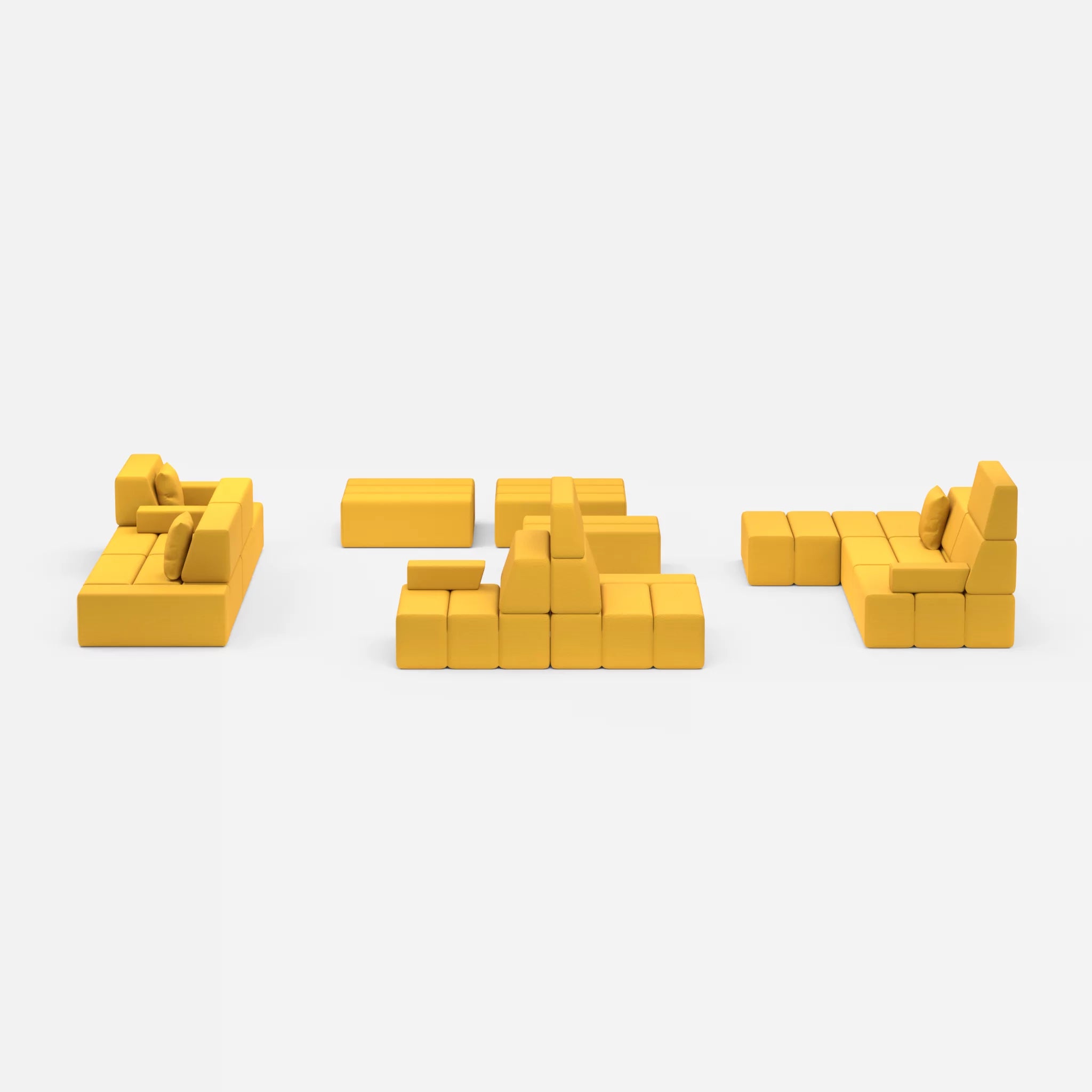 Sofalandschaft Bricks 4 novumcurry in Curry von vorne