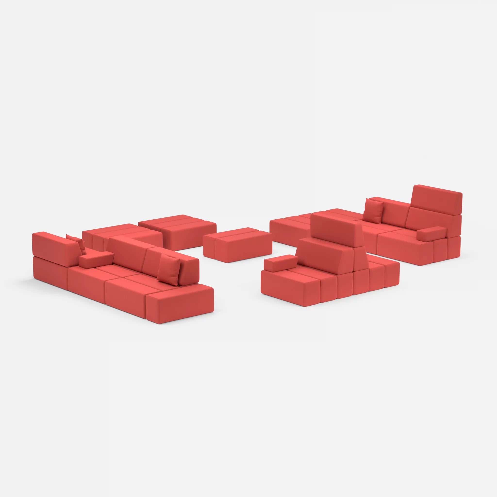 Sofalandschaft Bricks 4 novumheart in Rot von der Seite