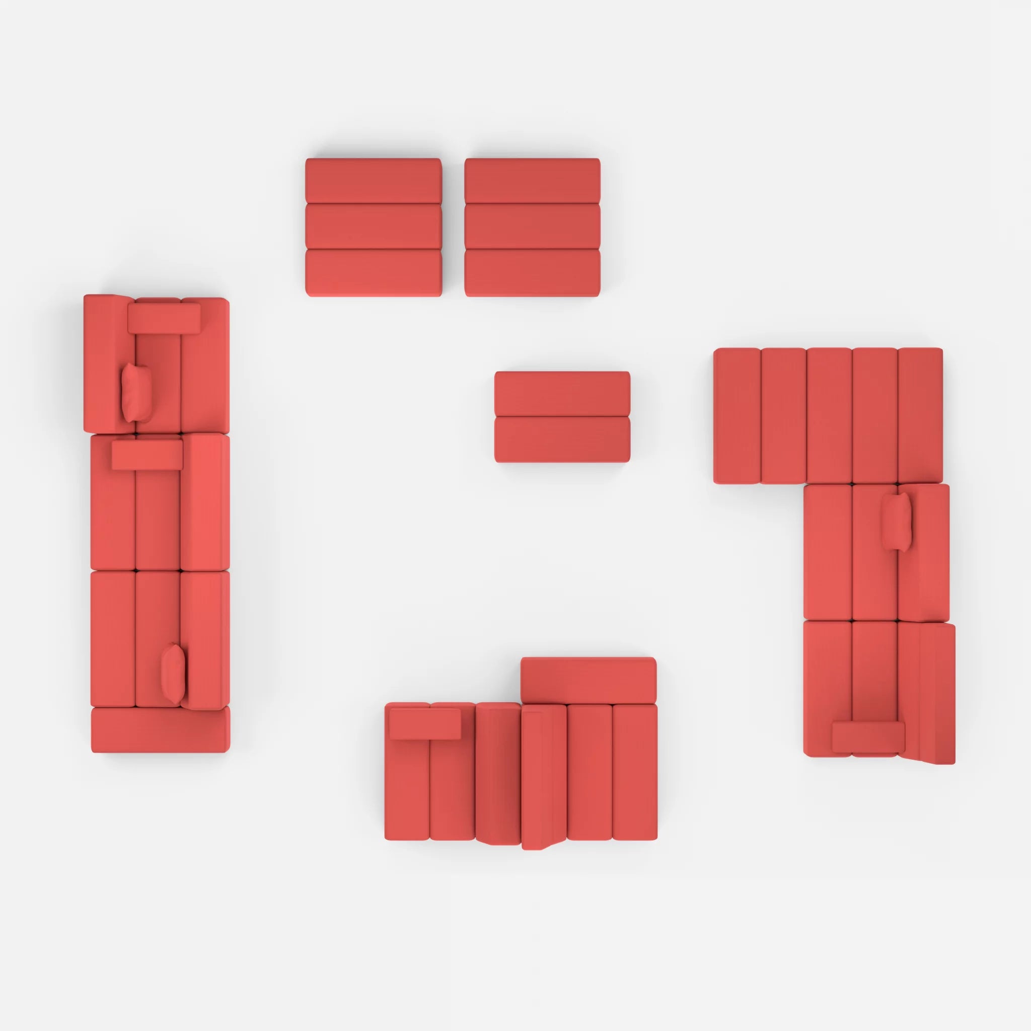 Sofalandschaft Bricks 4 novumheart in Rot von oben