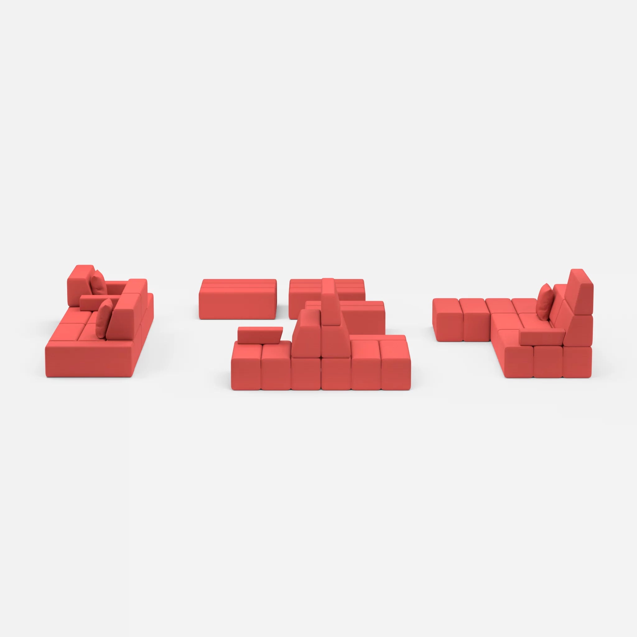 Sofalandschaft Bricks 4 novumheart in Rot von vorne