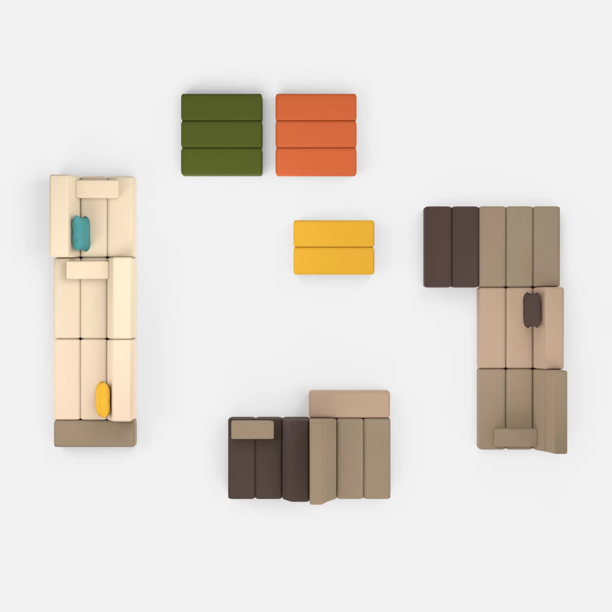 Sofalandschaft Bricks 4 novumsantos-novumcoral in Braun und Rot von oben
