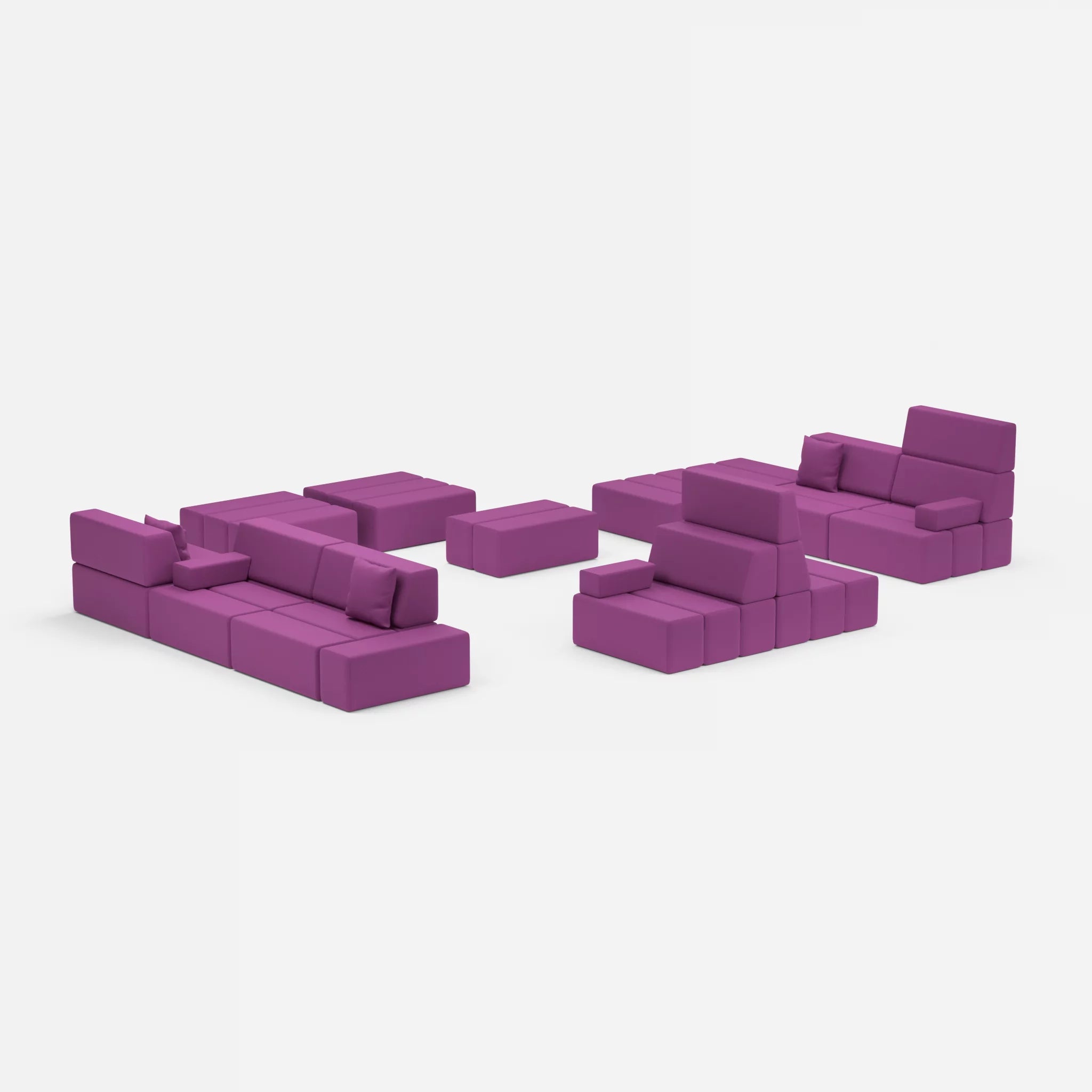 Sofalandschaft Bricks 4 novumviola in Violett von der Seite