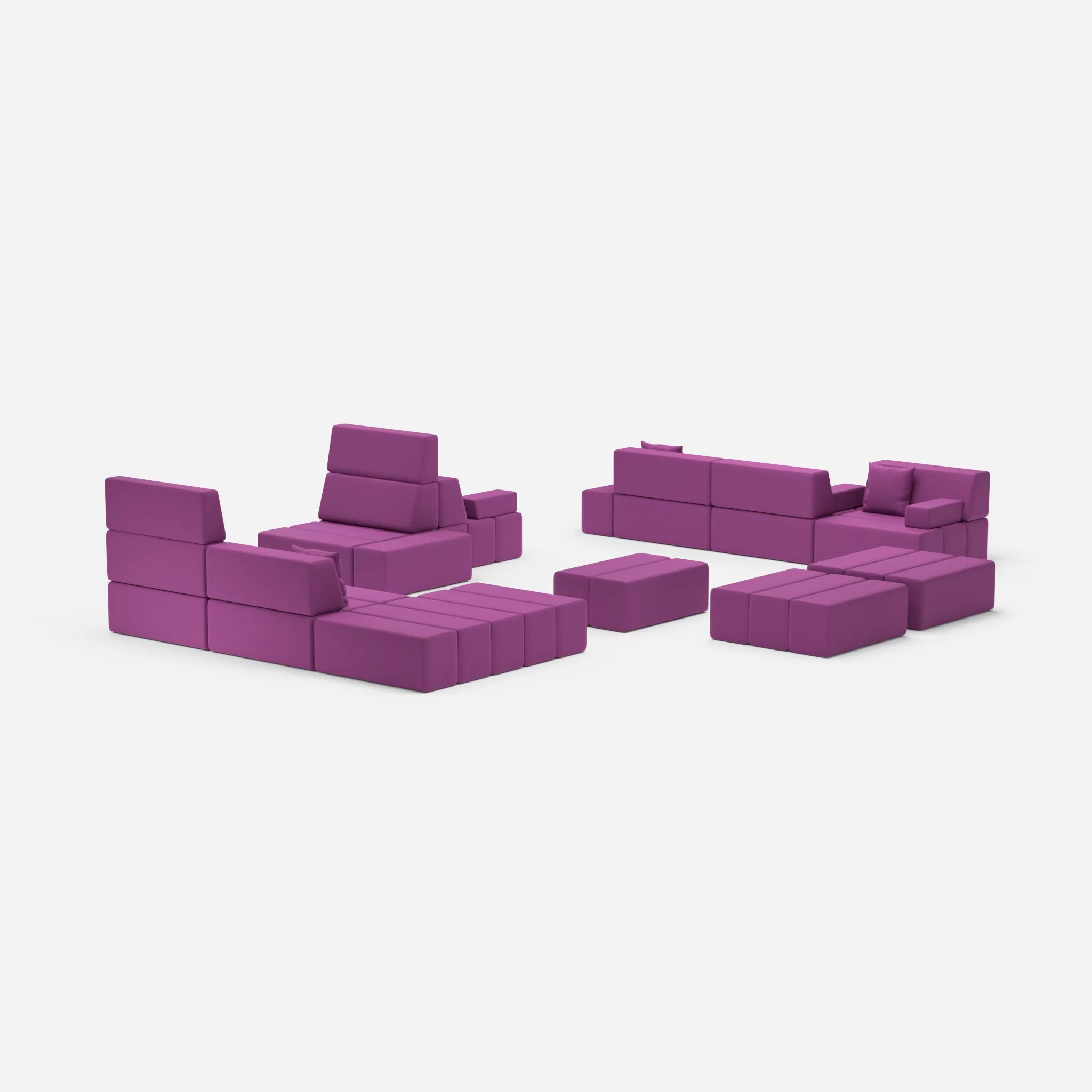 Sofalandschaft Bricks 4 novumviola in Violett von hinten