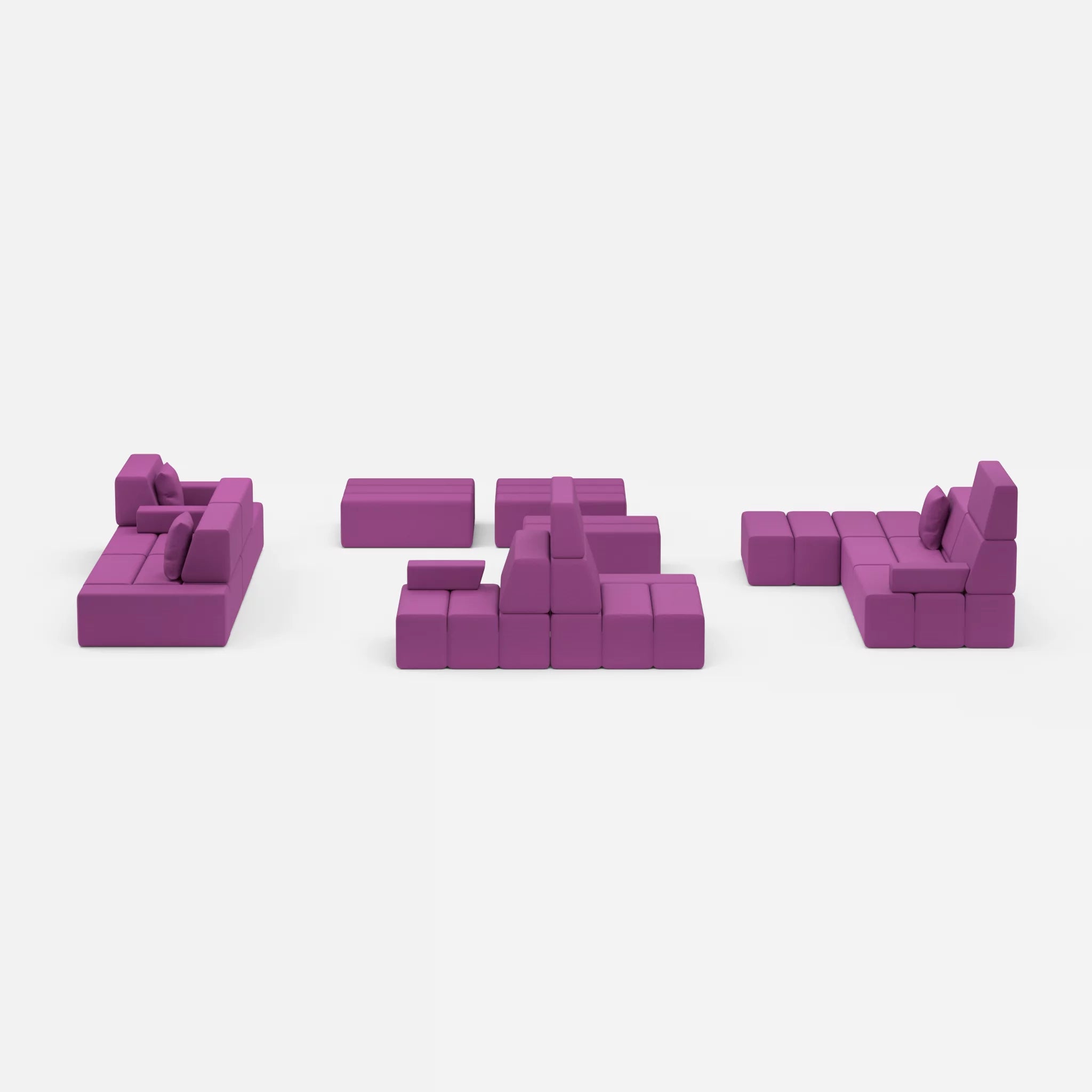 Sofalandschaft Bricks 4 novumviola in Violett von vorne