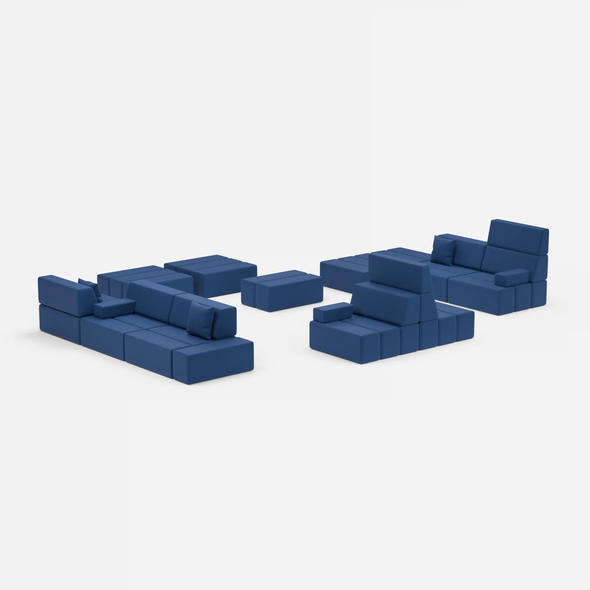 Sofalandschaft Bricks 4 radio6512 in Dunkelblau von der Seite