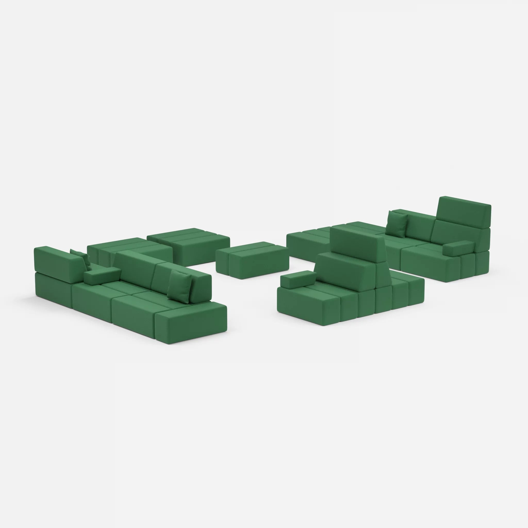 Sofalandschaft Bricks 4 radio7508 in Dunkelgrün von der Seite