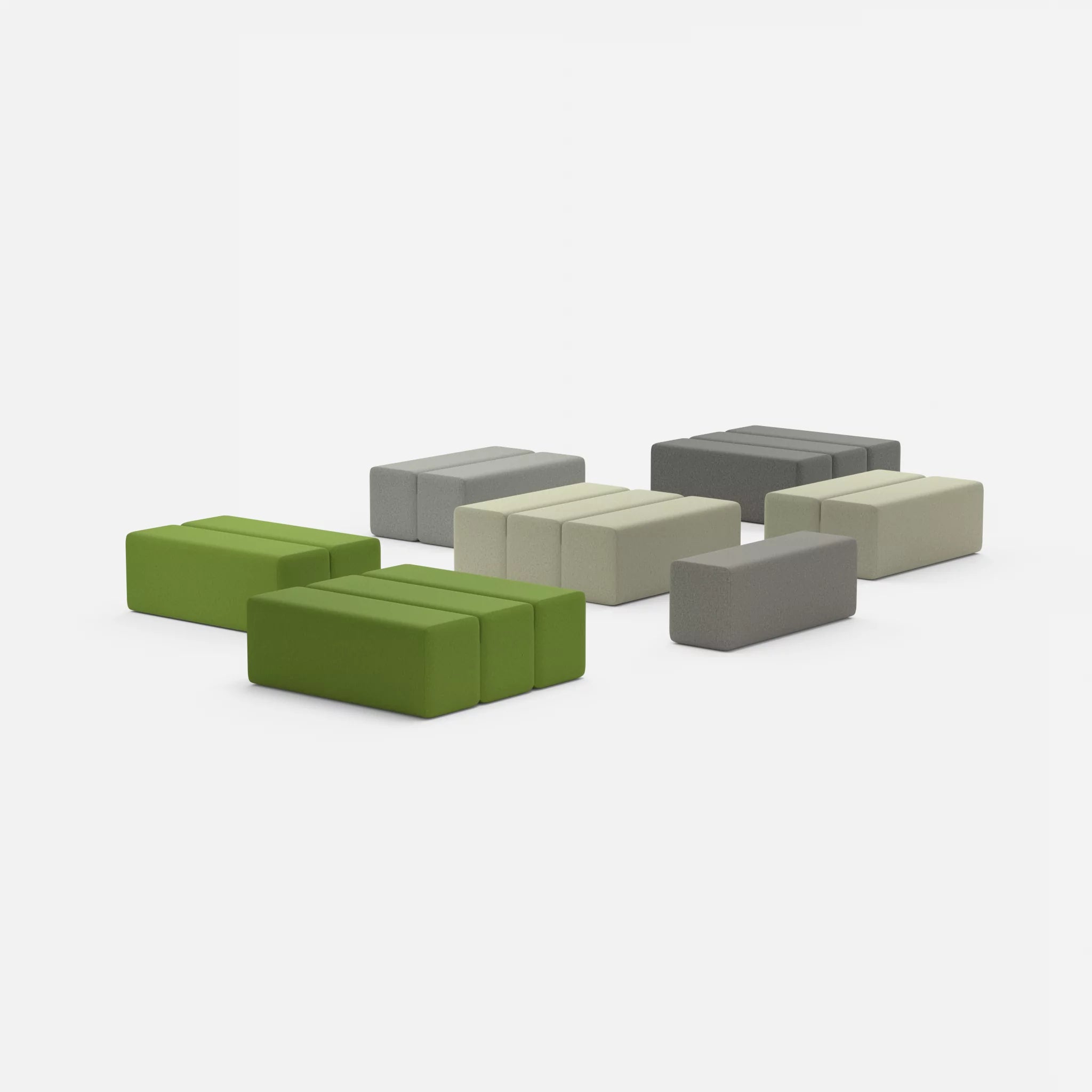 Sofalandschaft Bricks 5 dama0003-dama0027 in Mittelgrau und Grün von hinten