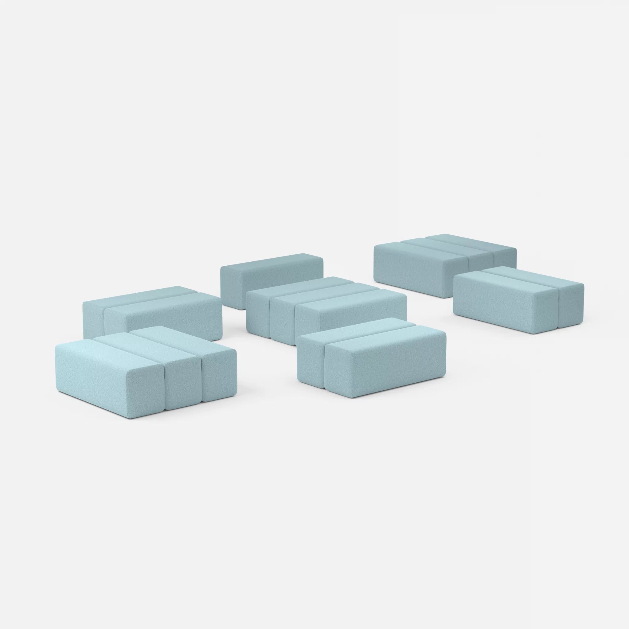 Sofalandschaft Bricks 5 dama0016 in Hellblau von der Seite