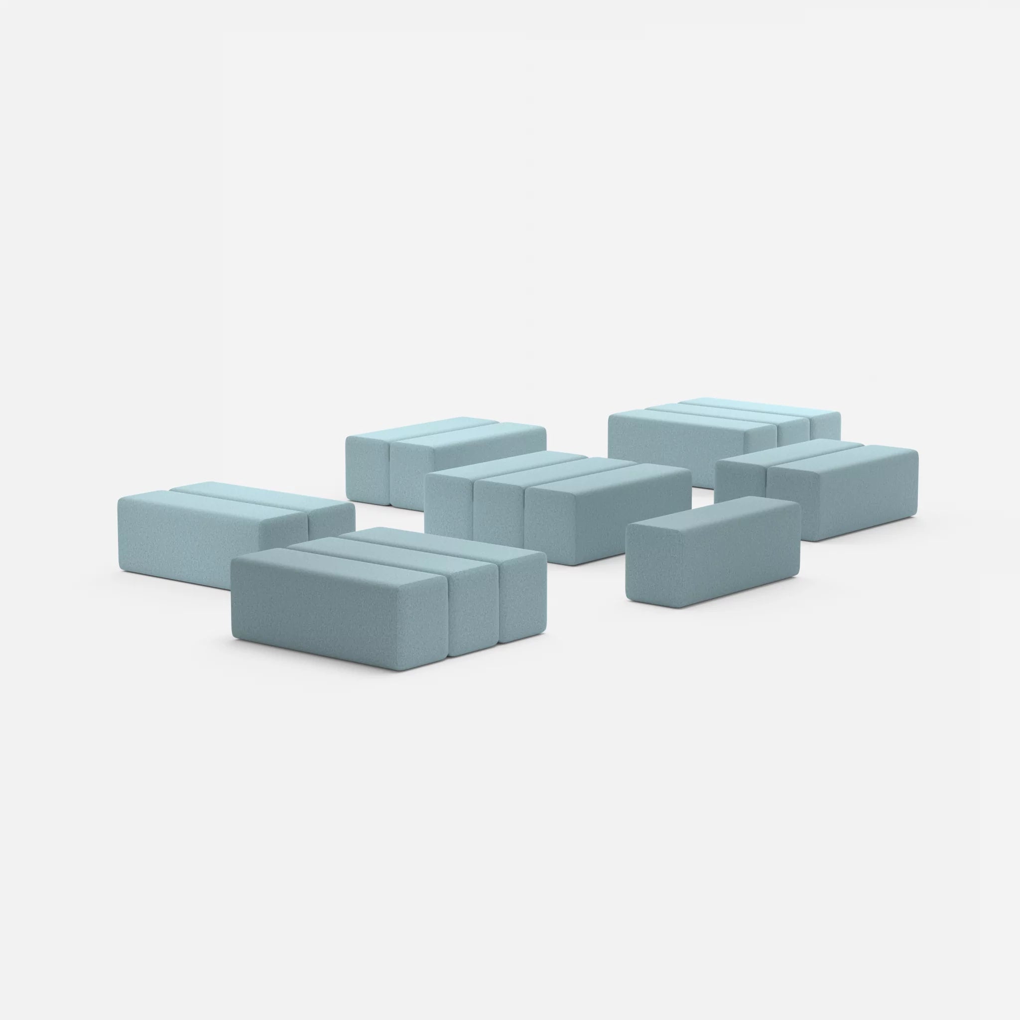 Sofalandschaft Bricks 5 dama0016 in Hellblau von hinten