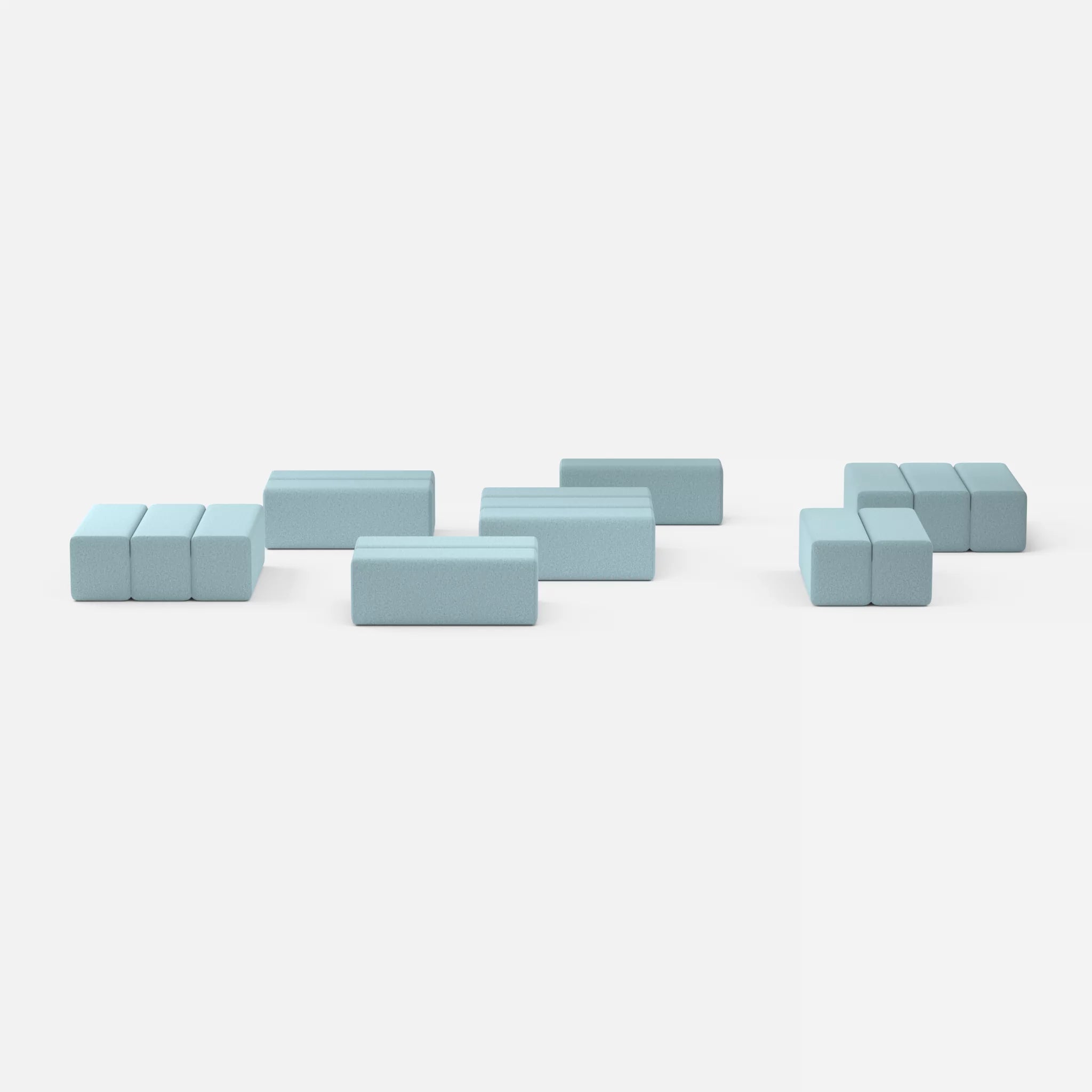 Sofalandschaft Bricks 5 dama0016 in Hellblau von vorne