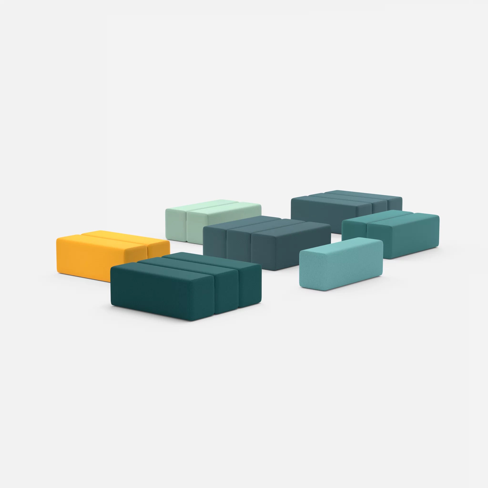 Sofalandschaft Bricks 5 dama0030-dama0018 in Türkis und Türkis von hinten