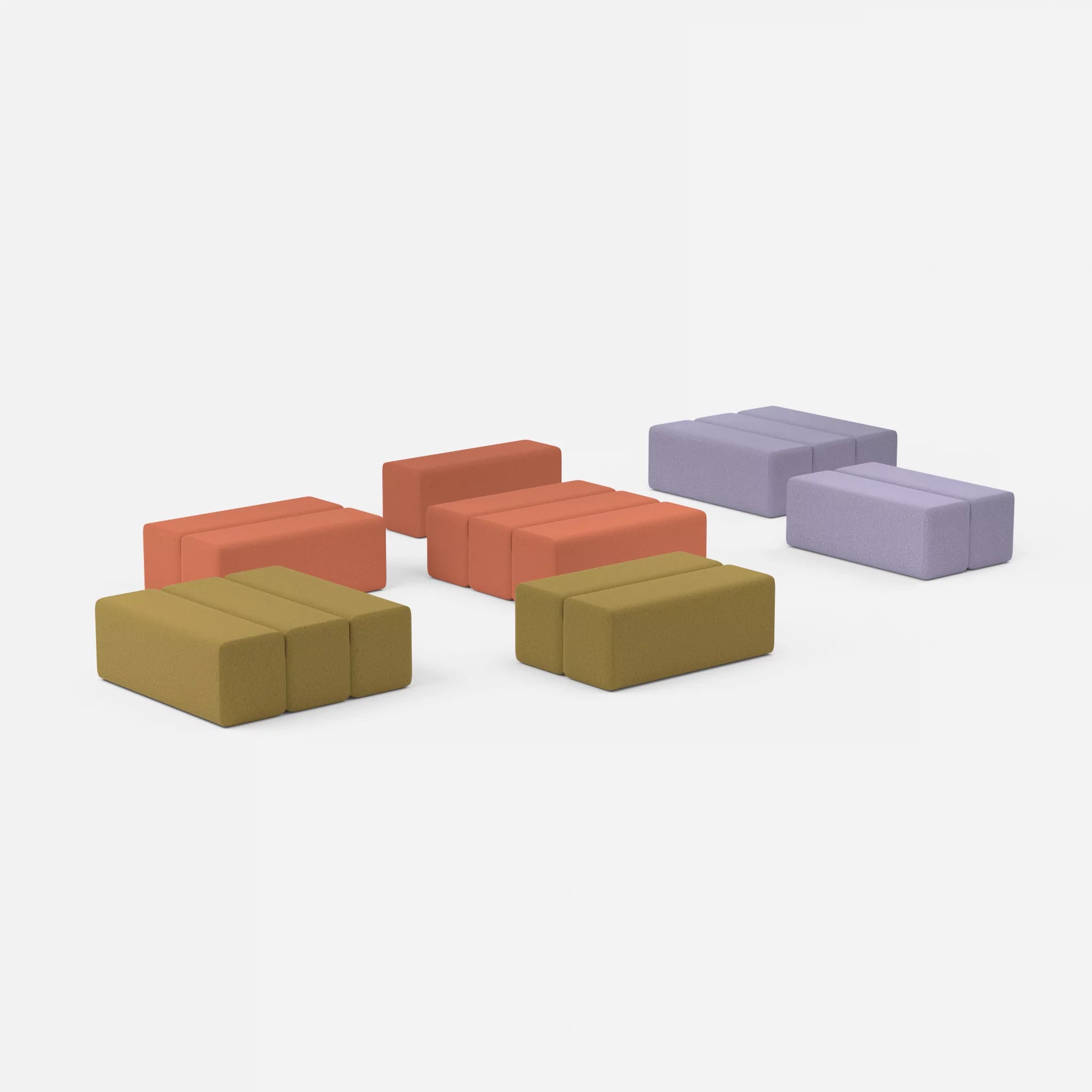 Sofalandschaft Bricks 5 dama0033-dama0039 in Terracotta und Flieder von der Seite