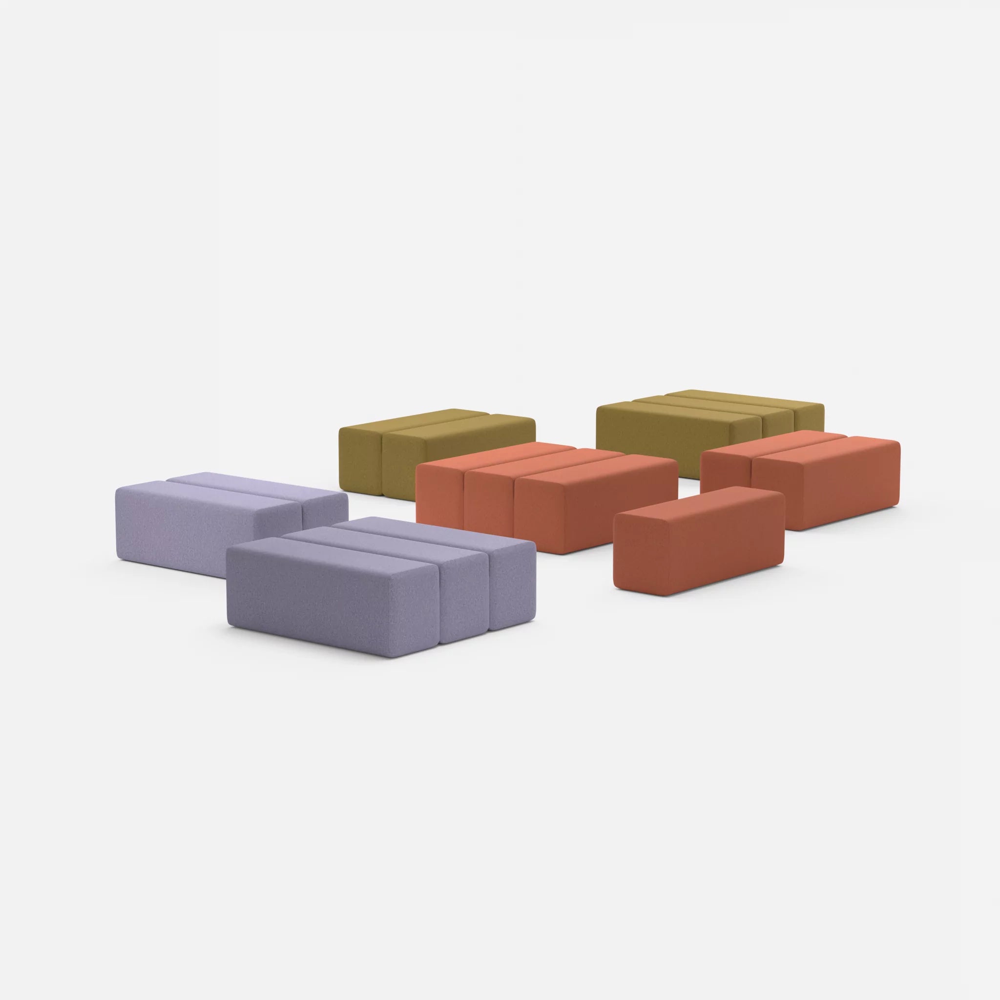 Sofalandschaft Bricks 5 dama0033-dama0039 in Terracotta und Flieder von hinten