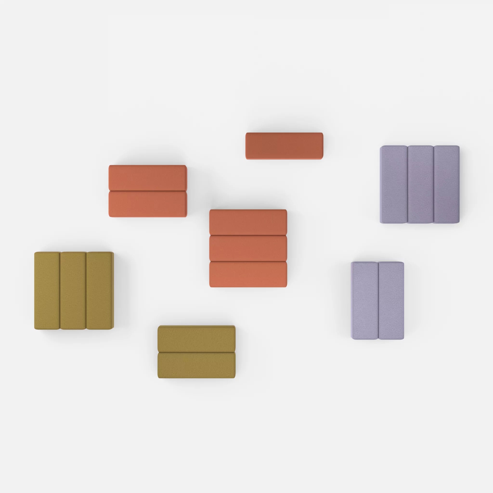 Sofalandschaft Bricks 5 dama0033-dama0039 in Terracotta und Flieder von oben