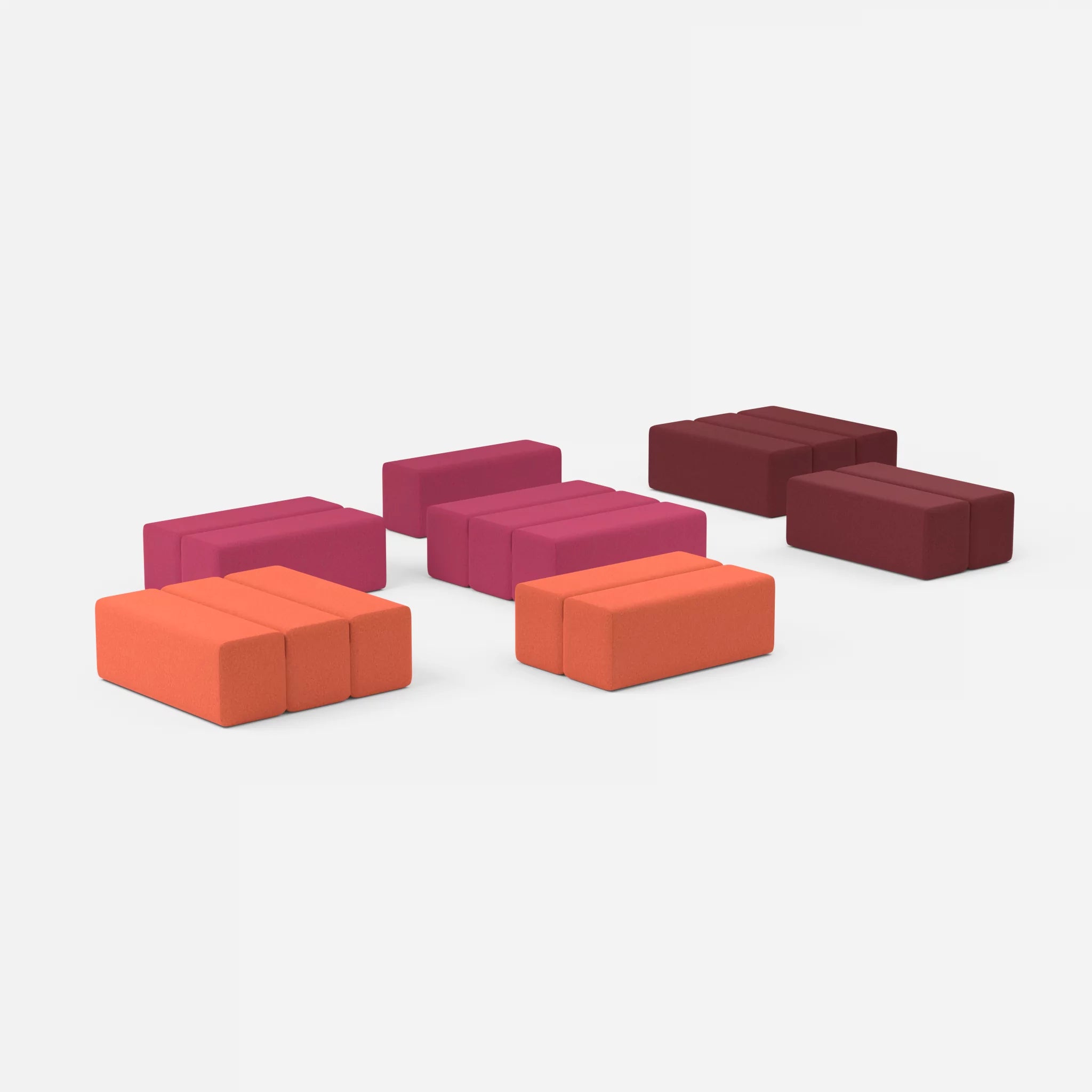 Sofalandschaft Bricks 5 dama0050-dama0034 in Fuchsia und Bordeaux von der Seite