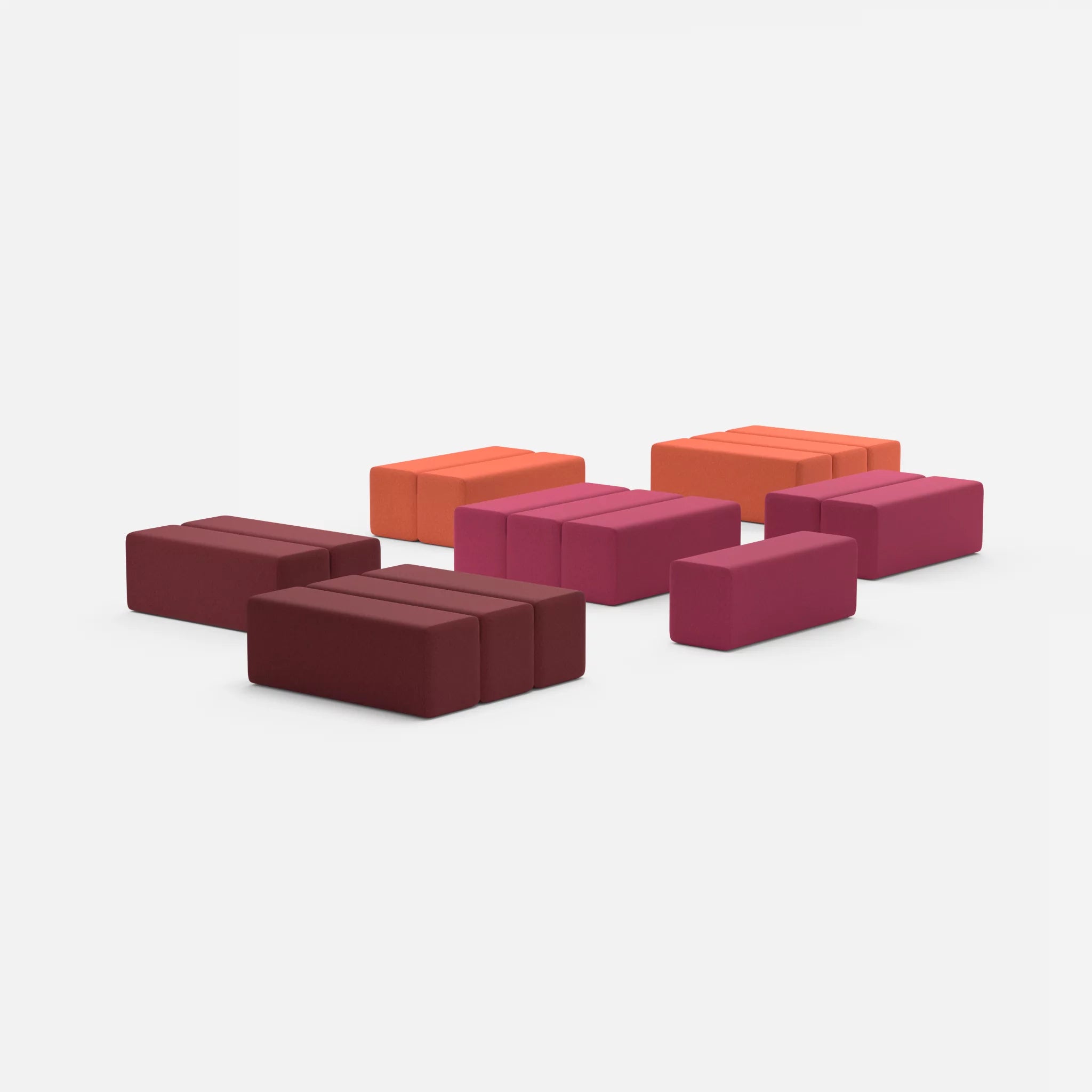 Sofalandschaft Bricks 5 dama0050-dama0034 in Fuchsia und Bordeaux von hinten