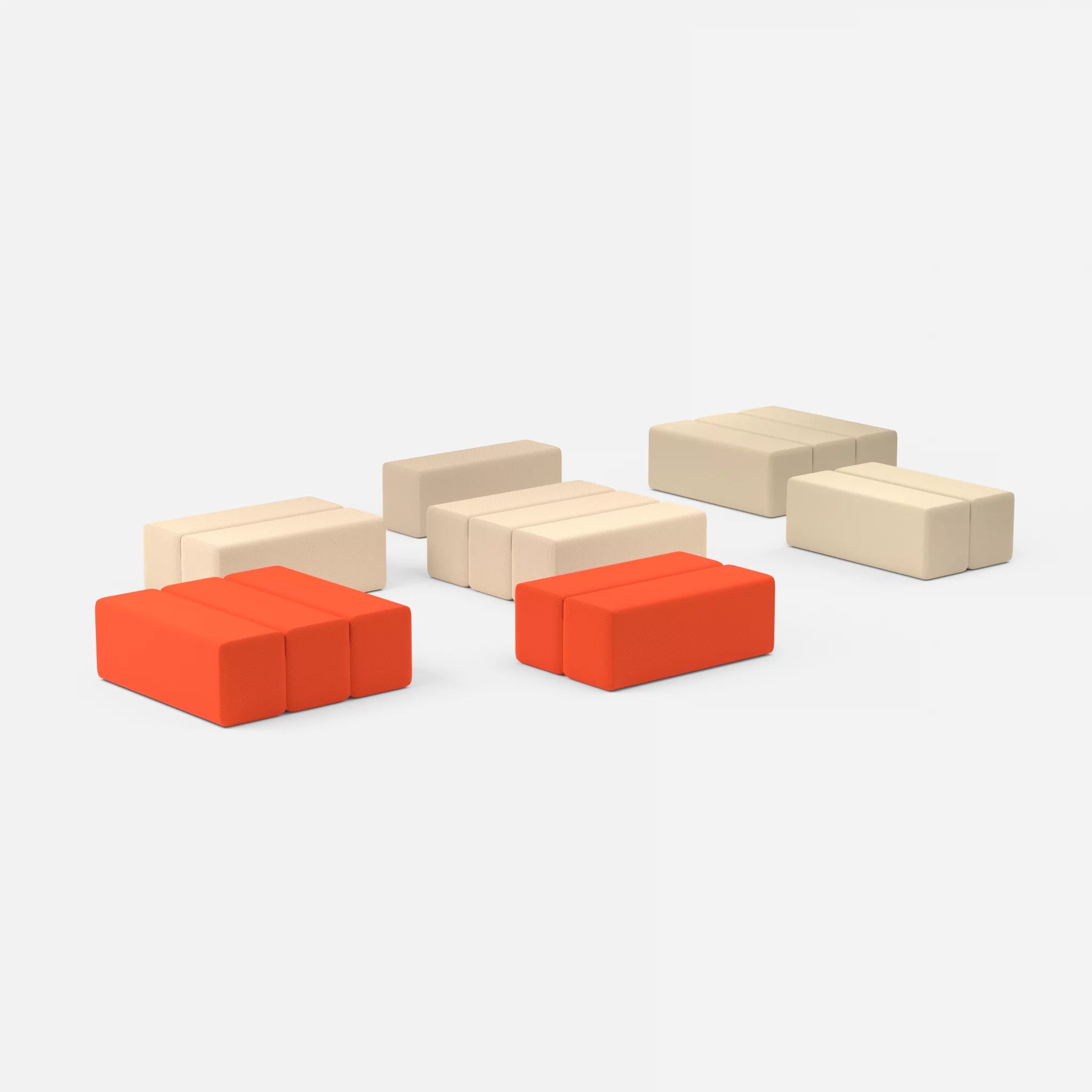 Sofalandschaft Bricks 5 novumcocos-novumangora in Hellbraun und Sand von der Seite