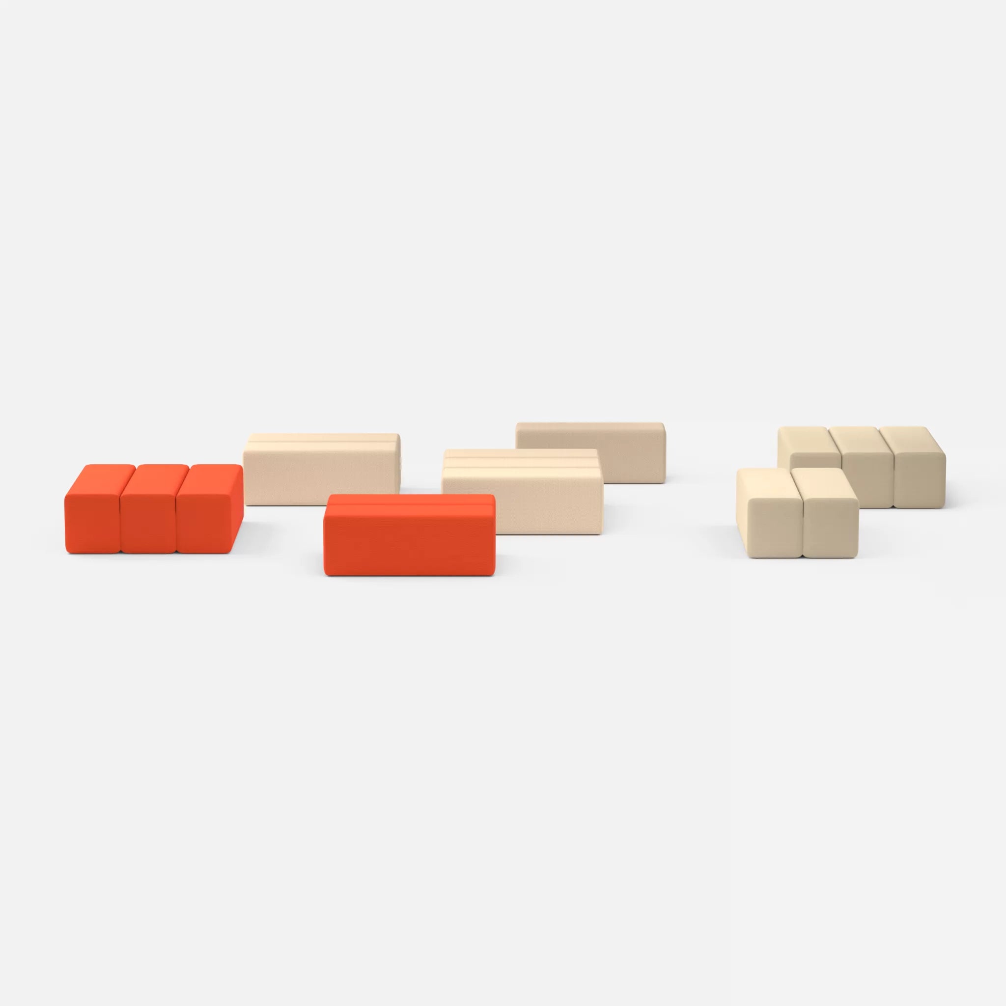 Sofalandschaft Bricks 5 novumcocos-novumangora in Hellbraun und Sand von vorne