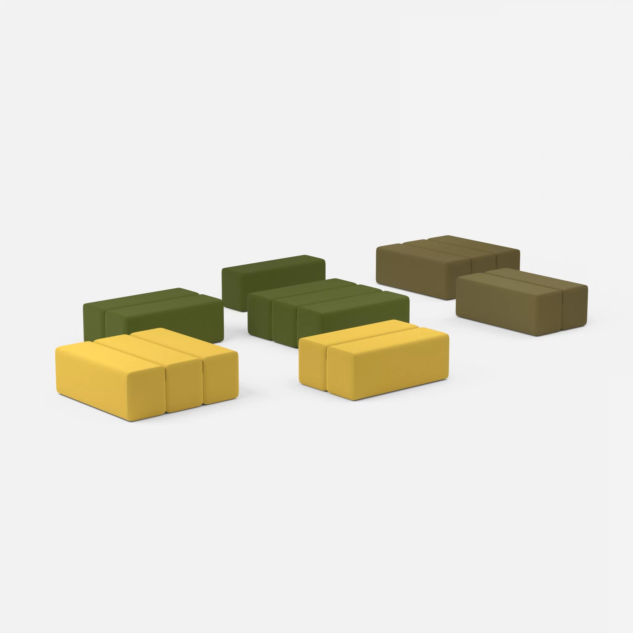Sofalandschaft Bricks 5 novummoss-novumpinie in Grün und Dunkelgrün von der Seite