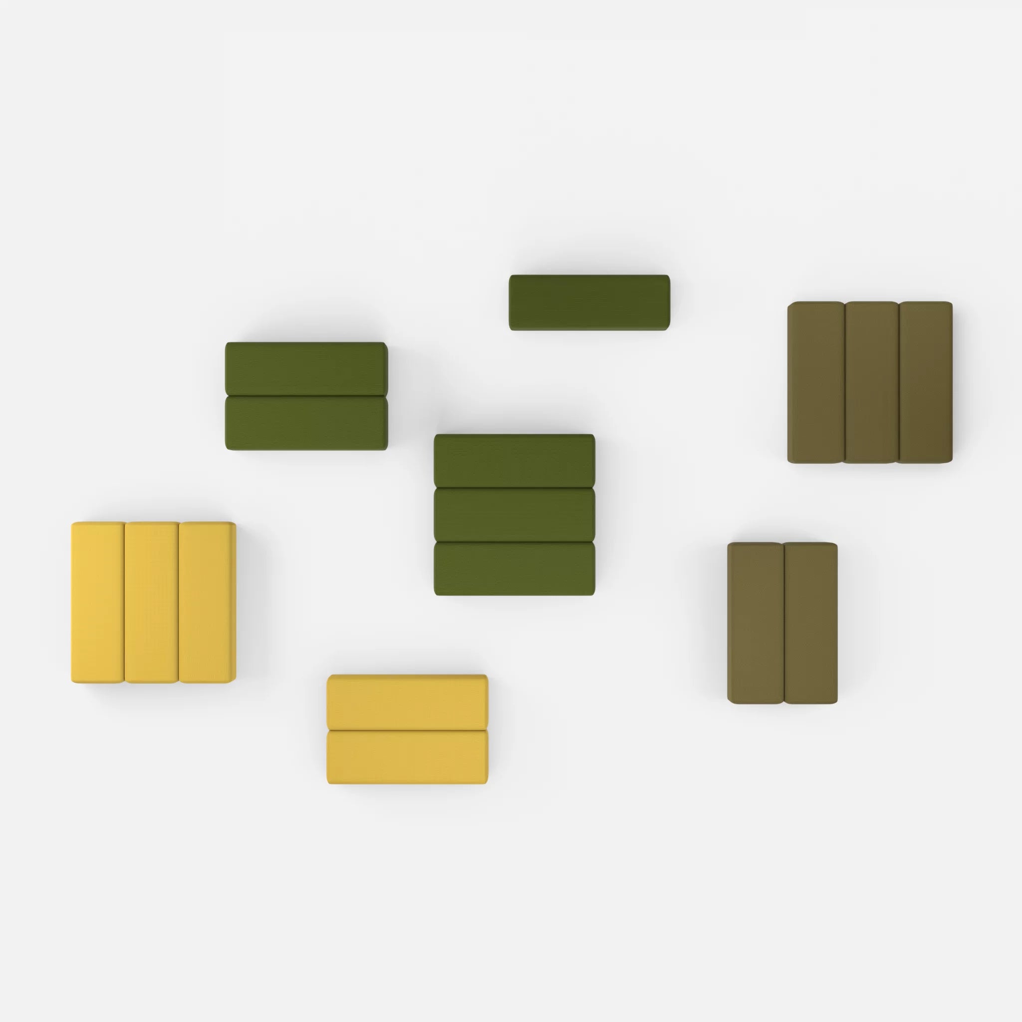 Sofalandschaft Bricks 5 novummoss-novumpinie in Grün und Dunkelgrün von oben