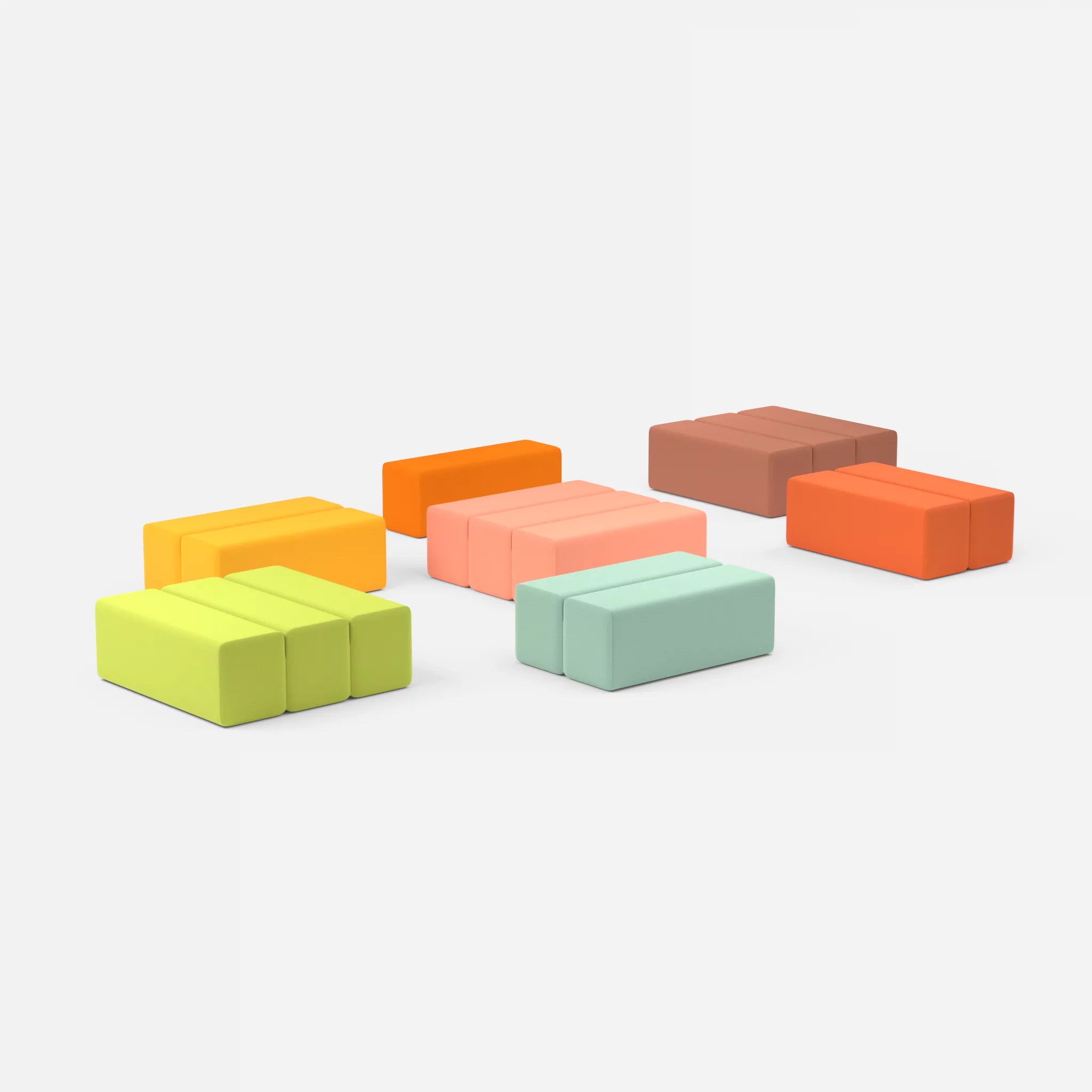 Sofalandschaft Bricks 5 radio3082-radio4037 in Orange und Hellrot von der Seite