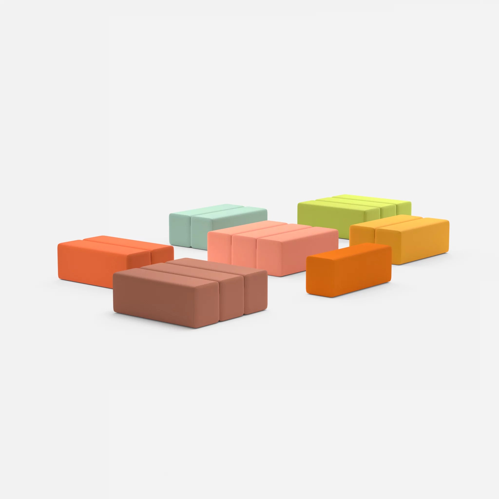 Sofalandschaft Bricks 5 radio3082-radio4037 in Orange und Hellrot von hinten