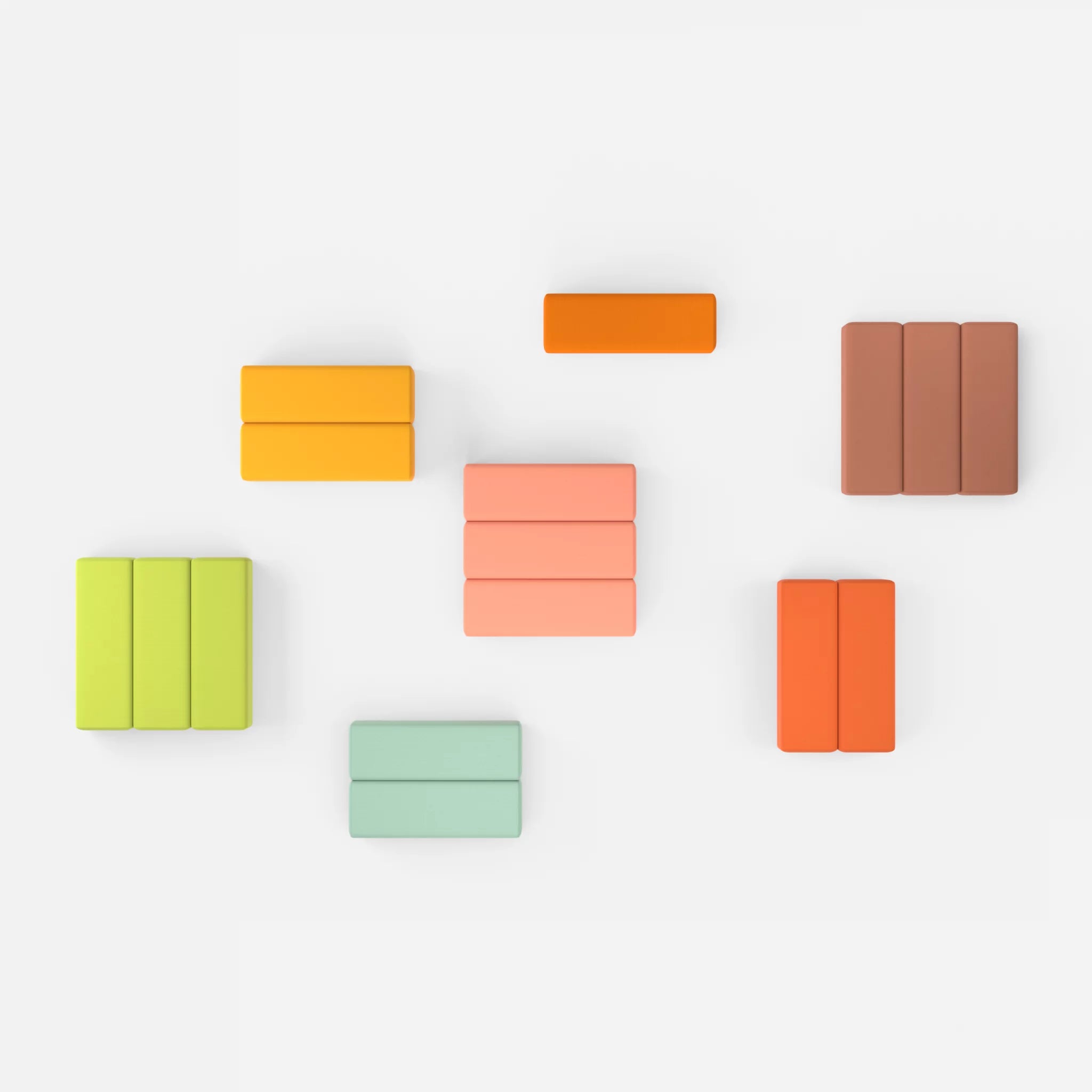 Sofalandschaft Bricks 5 radio3082-radio4037 in Orange und Hellrot von oben