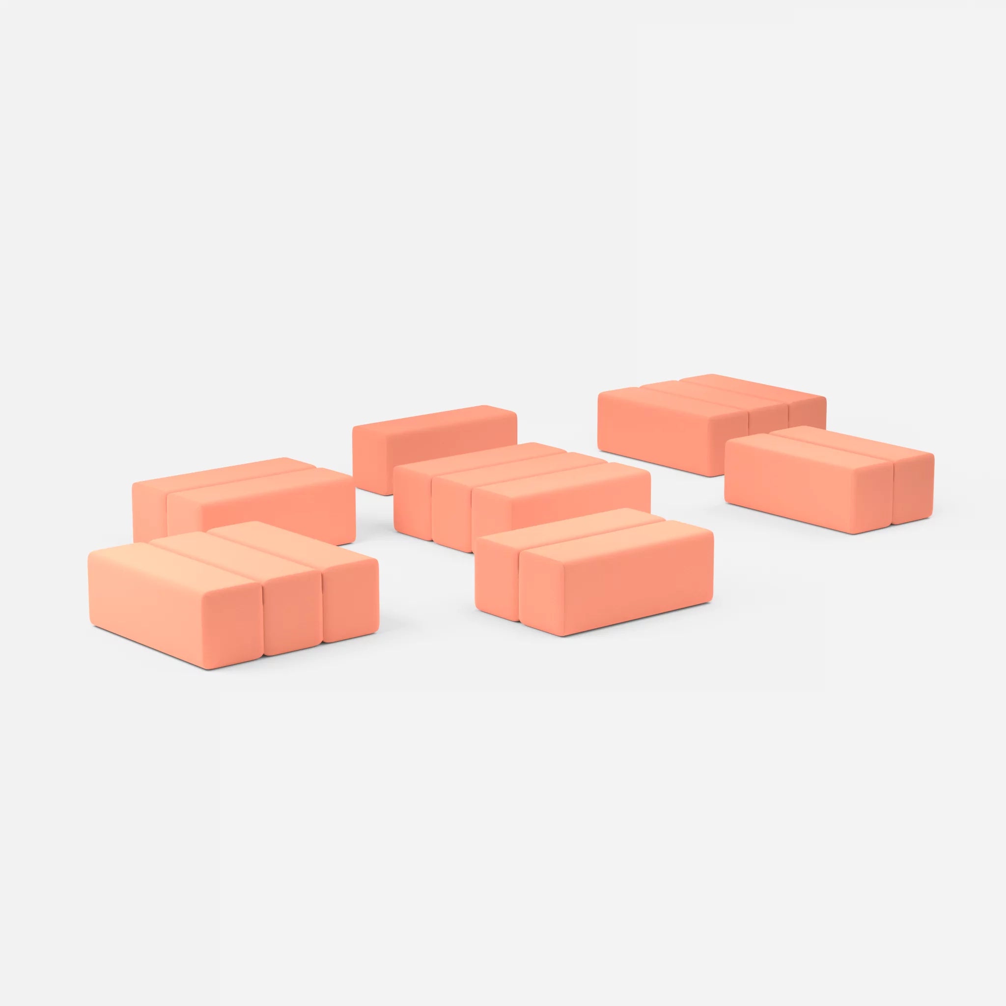 Sofalandschaft Bricks 5 radio4046 in Coral von der Seite