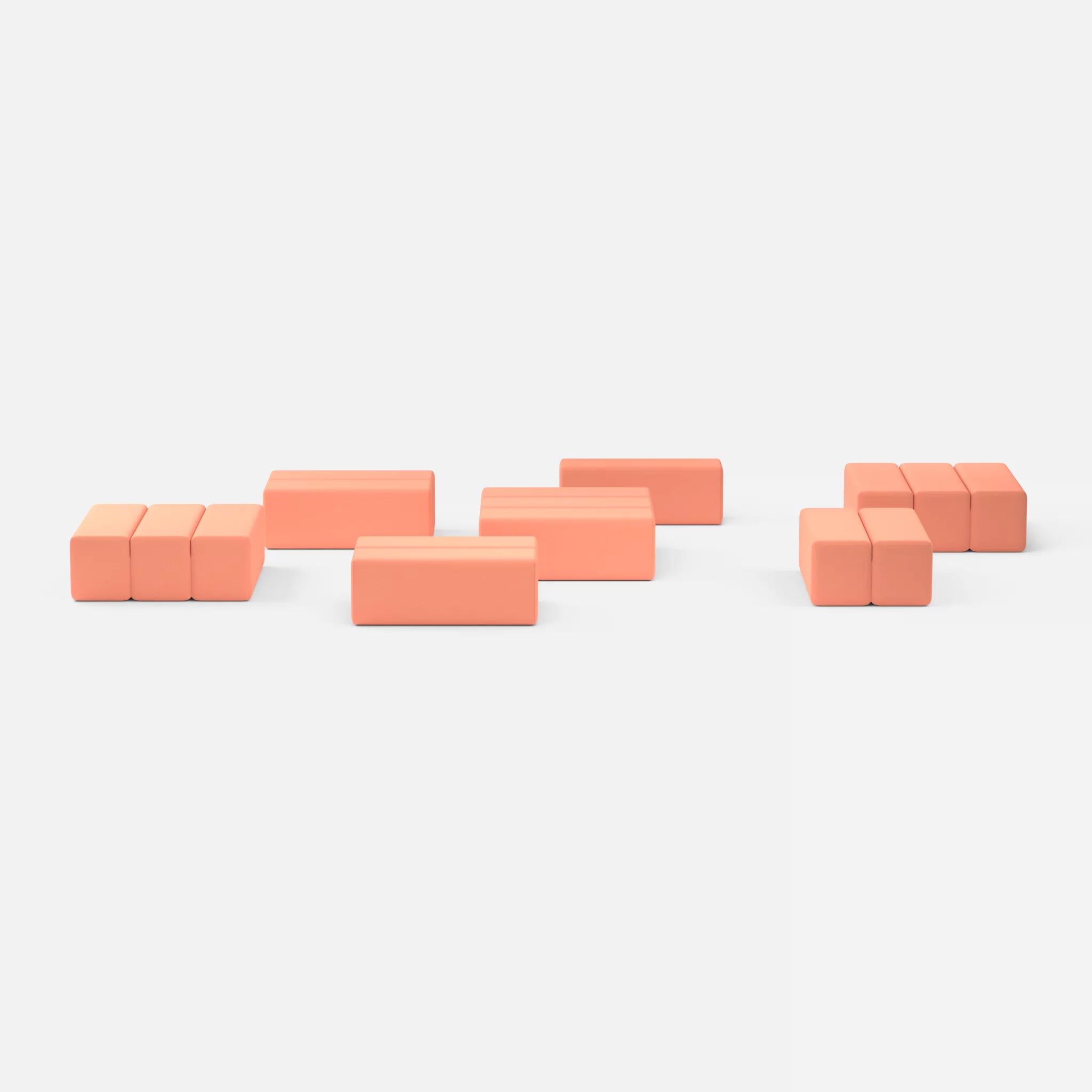 Sofalandschaft Bricks 5 radio4046 in Coral von vorne
