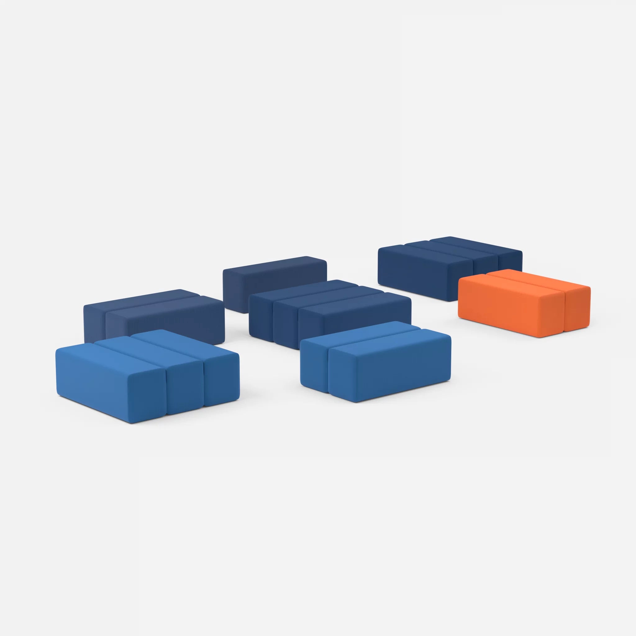 Sofalandschaft Bricks 5 radio6598-radio6512 in Navy und Dunkelblau von der Seite