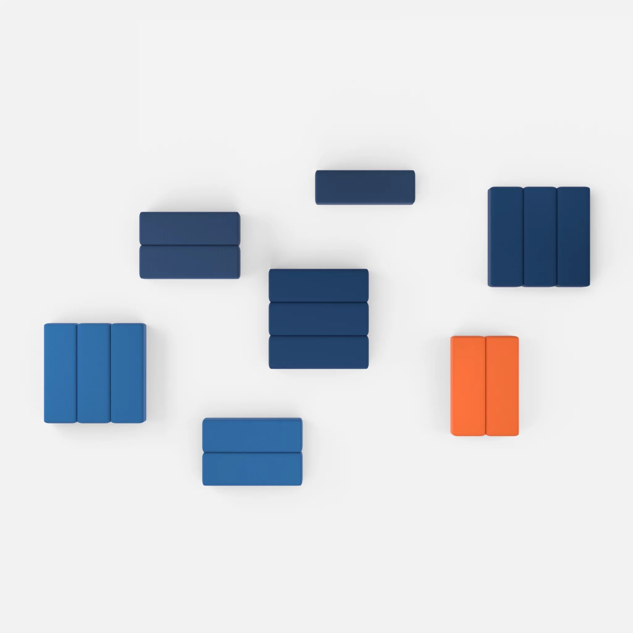 Sofalandschaft Bricks 5 radio6598-radio6512 in Navy und Dunkelblau von oben