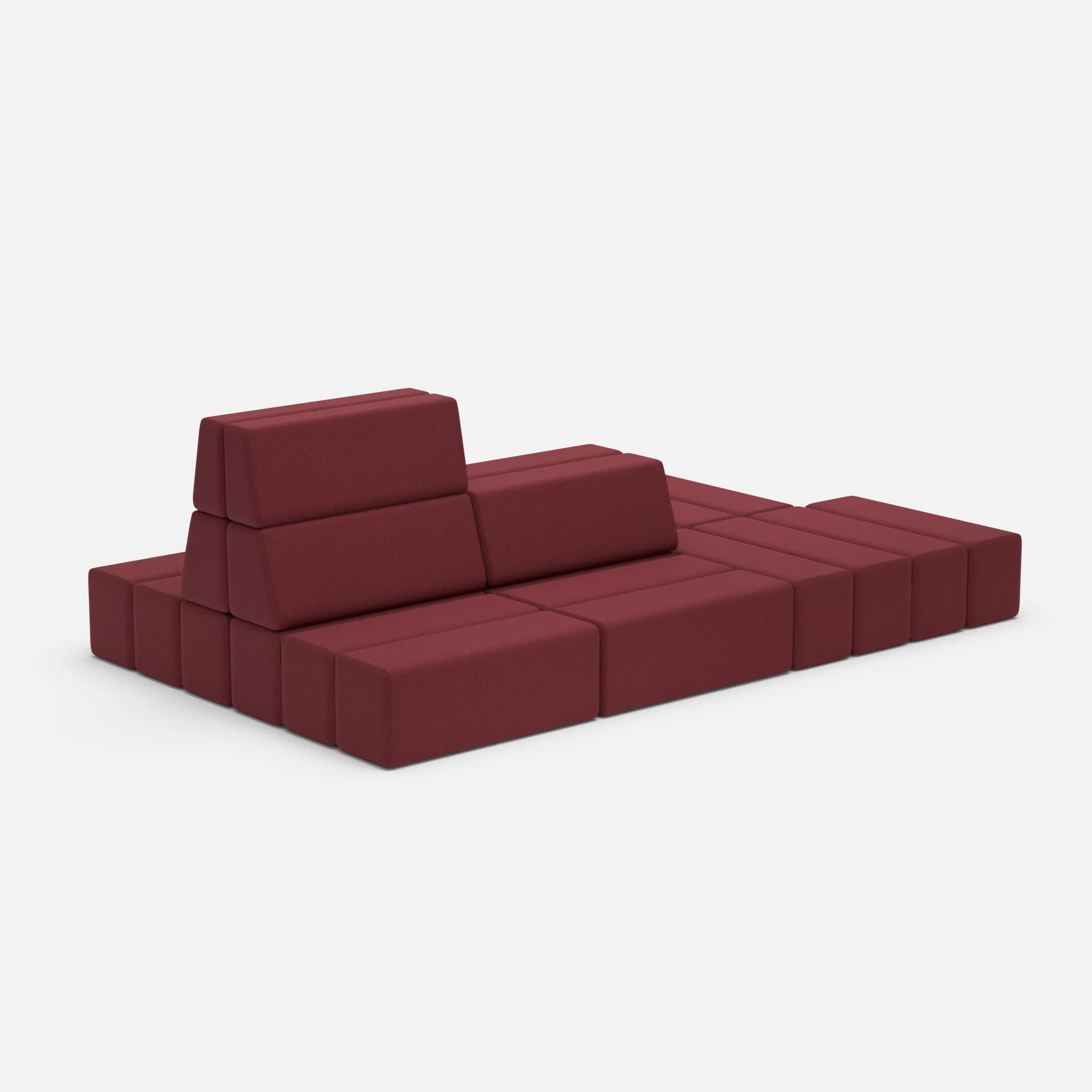Sofalandschaft Bricks 6 dama0034 in Bordeaux von der Seite