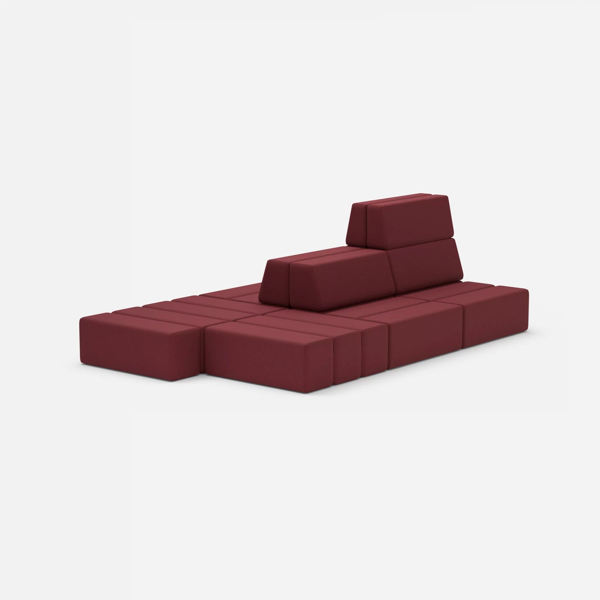 Sofalandschaft Bricks 6 dama0034 in Bordeaux von hinten
