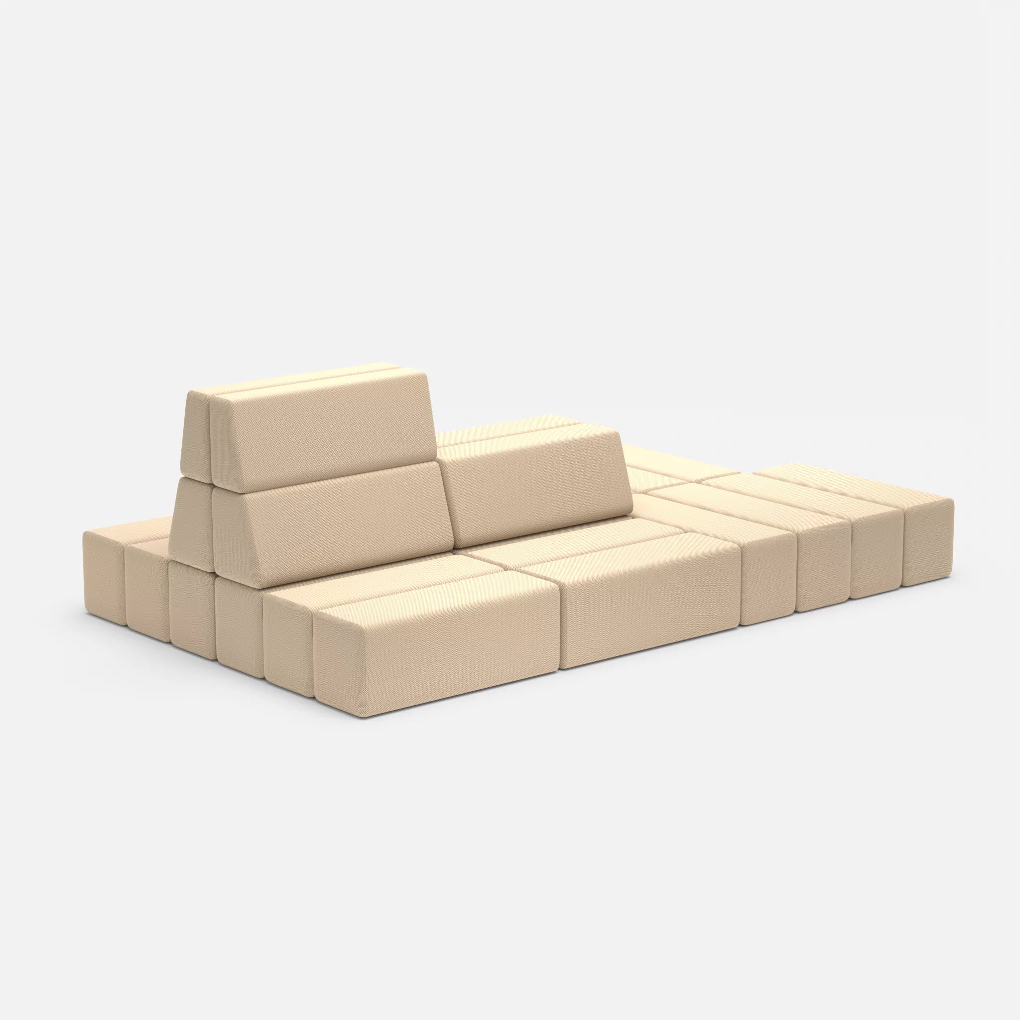 Sofalandschaft Bricks 6 novumcocos in Hellbraun von der Seite