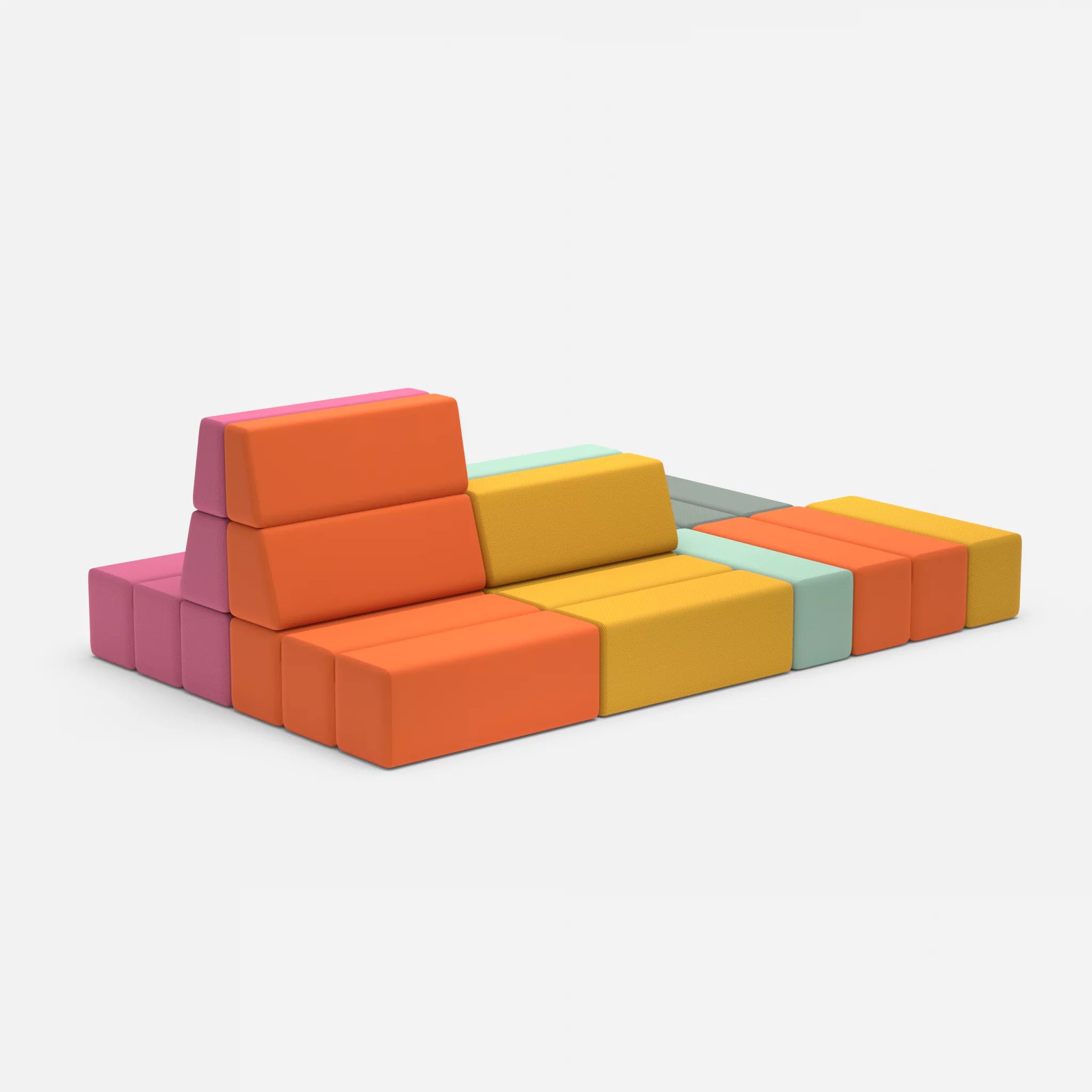 Sofalandschaft Bricks 6 novumcurry-radio3094 in Curry und Orange von der Seite