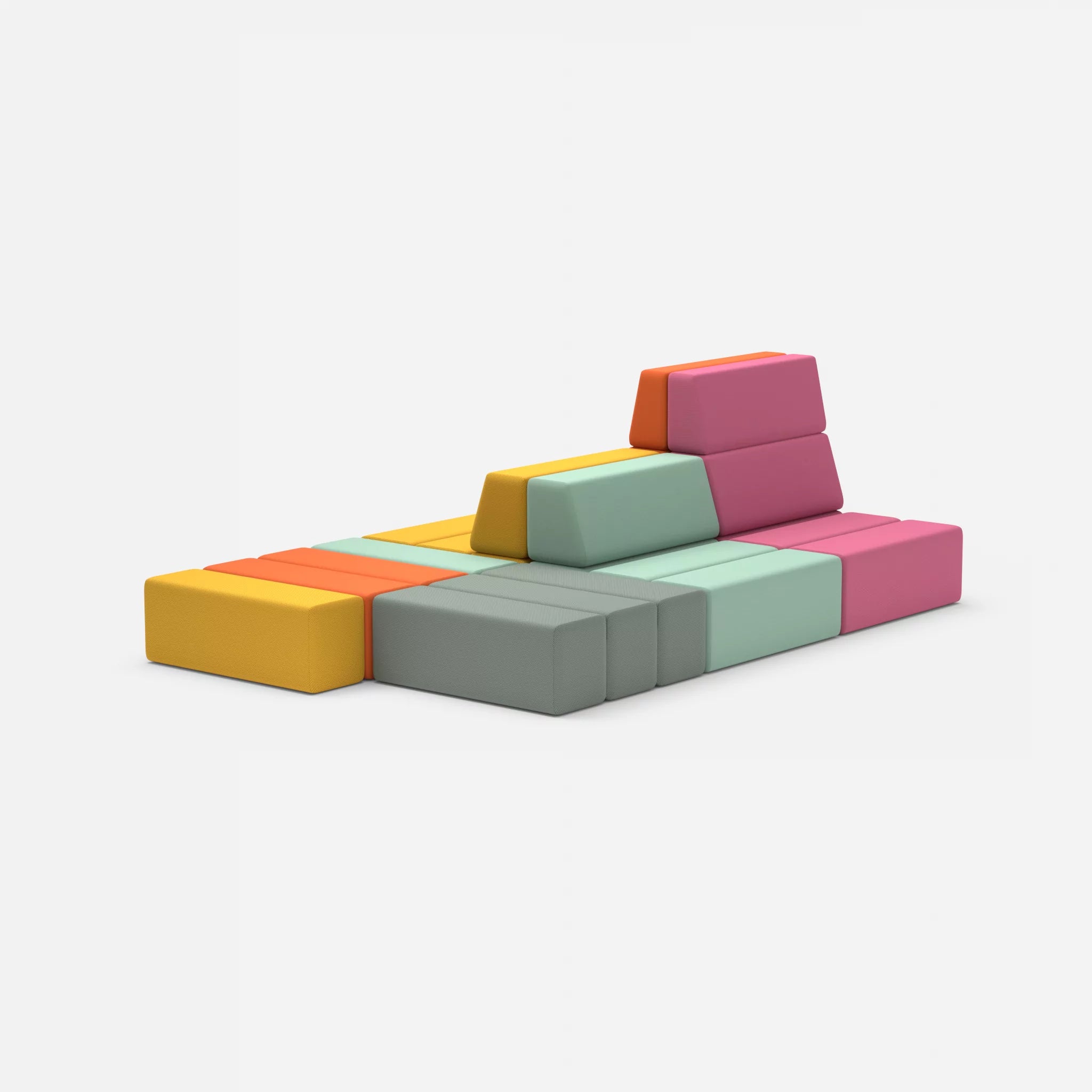 Sofalandschaft Bricks 6 novumcurry-radio3094 in Curry und Orange von hinten