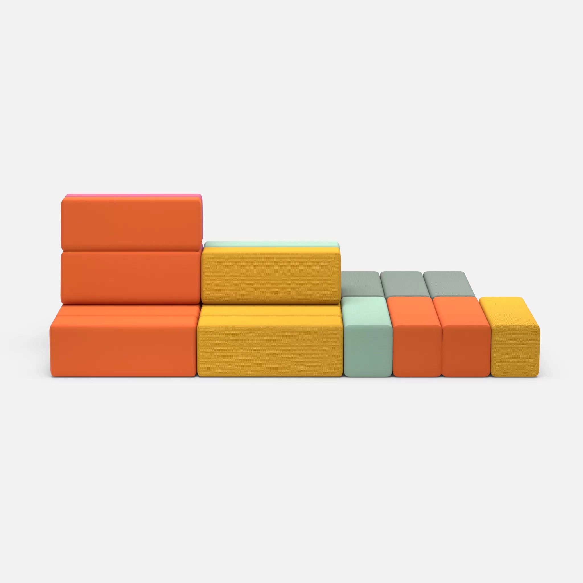 Sofalandschaft Bricks 6 novumcurry-radio3094 in Curry und Orange von vorne