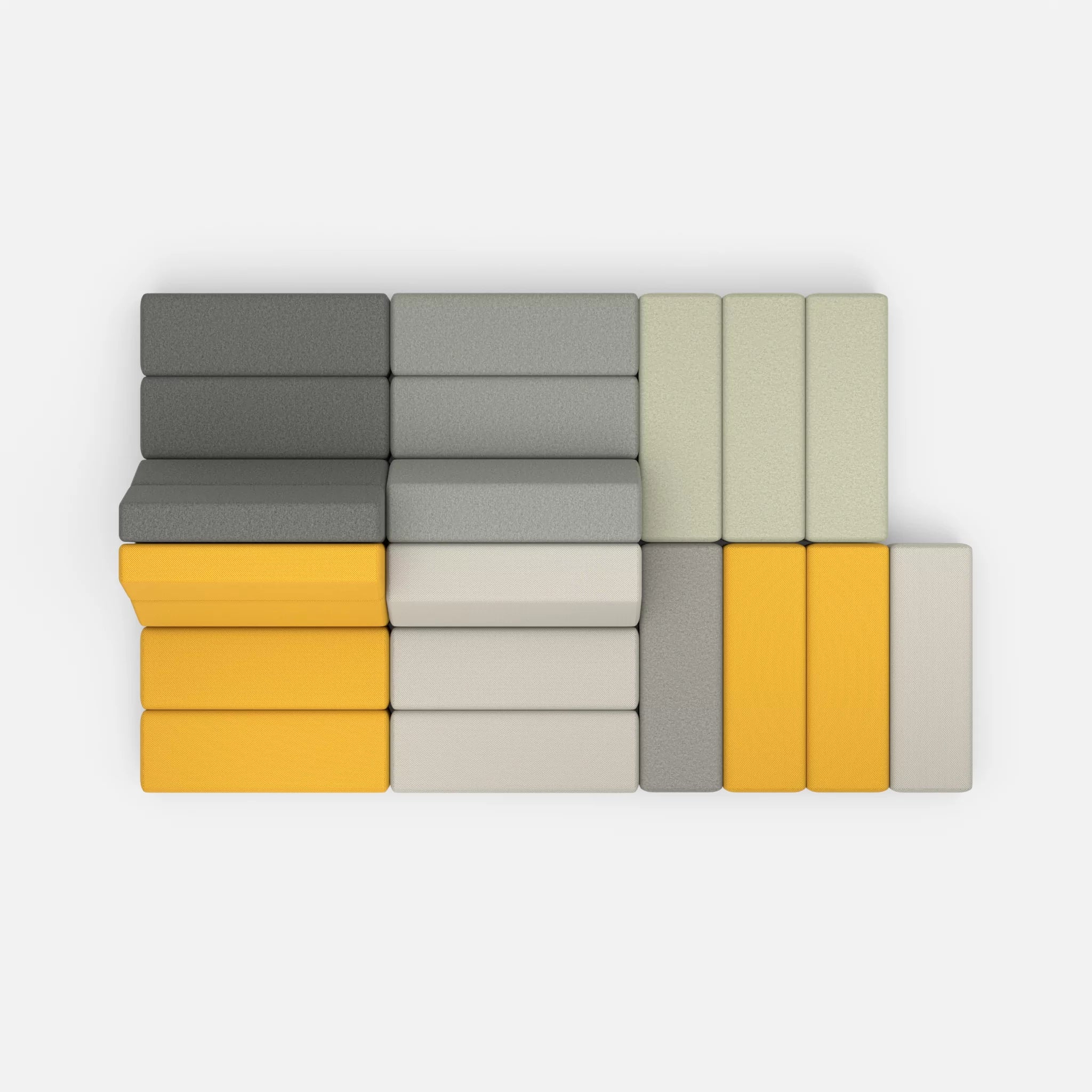 Sofalandschaft Bricks 6 novumkies-novumcurry in Mittelgrau und Curry von oben