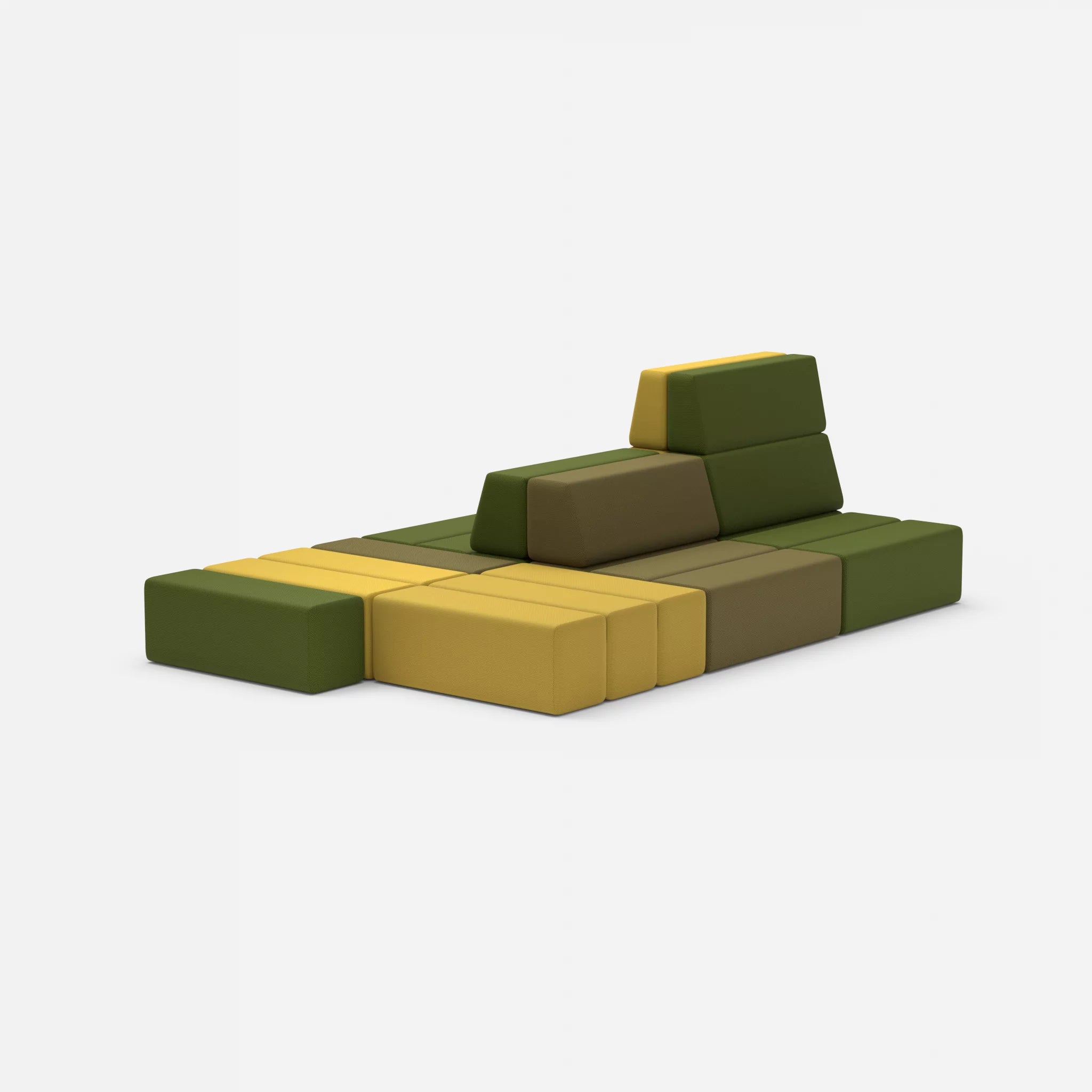 Sofalandschaft Bricks 6 novummoss-novumpear in Grün und Gelb von hinten