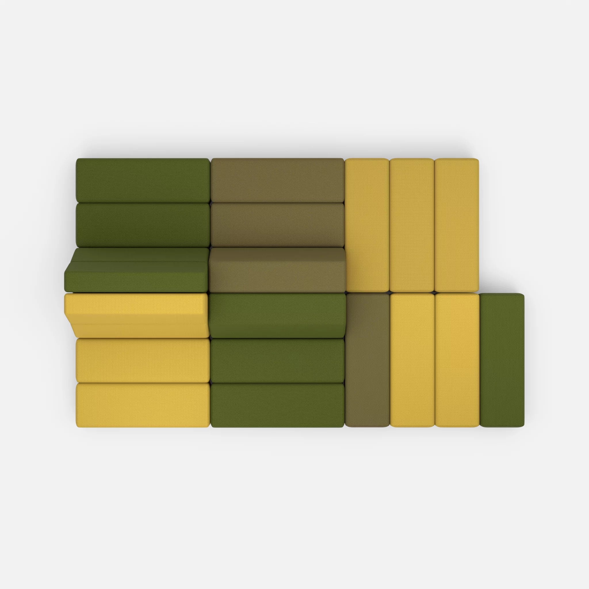 Sofalandschaft Bricks 6 novummoss-novumpear in Grün und Gelb von oben