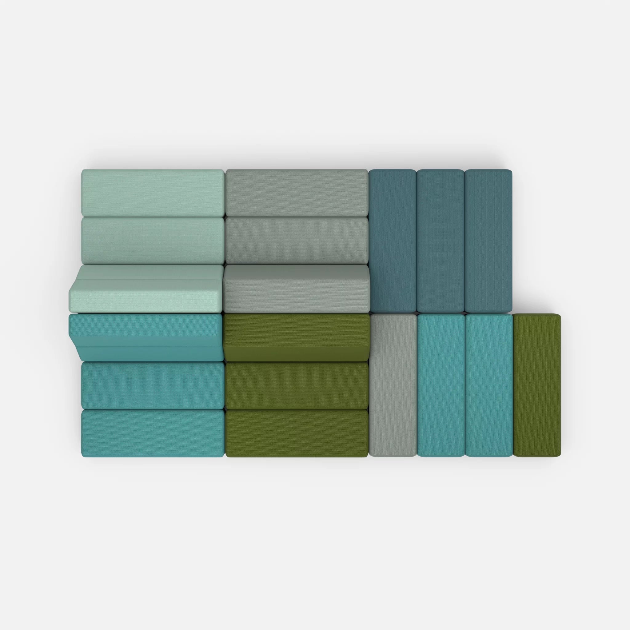 Sofalandschaft Bricks 6 novummoss-novumprisma in Grün und Türkis von oben