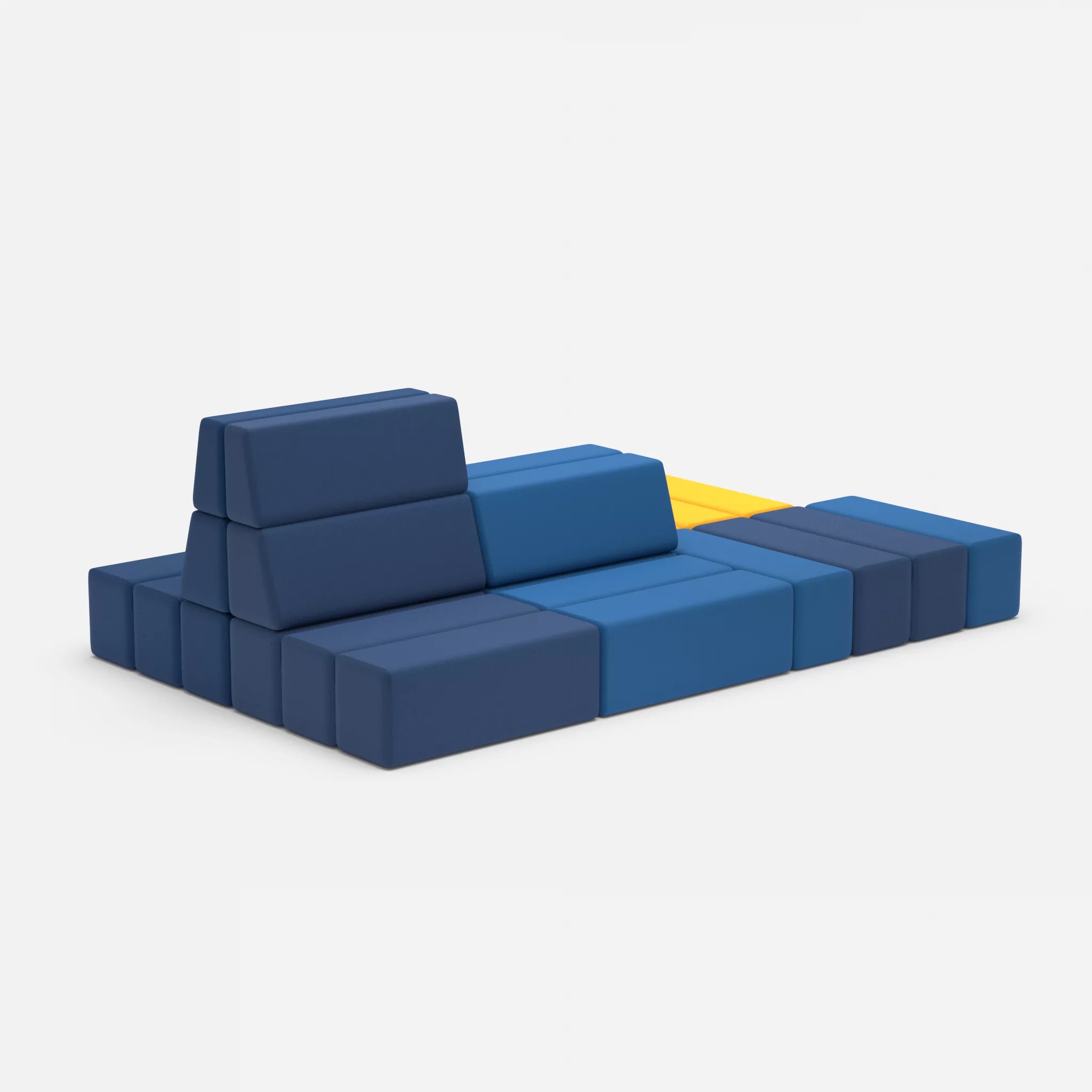 Sofalandschaft Bricks 6 radio6075-radio6598 in Blau und Navy von der Seite
