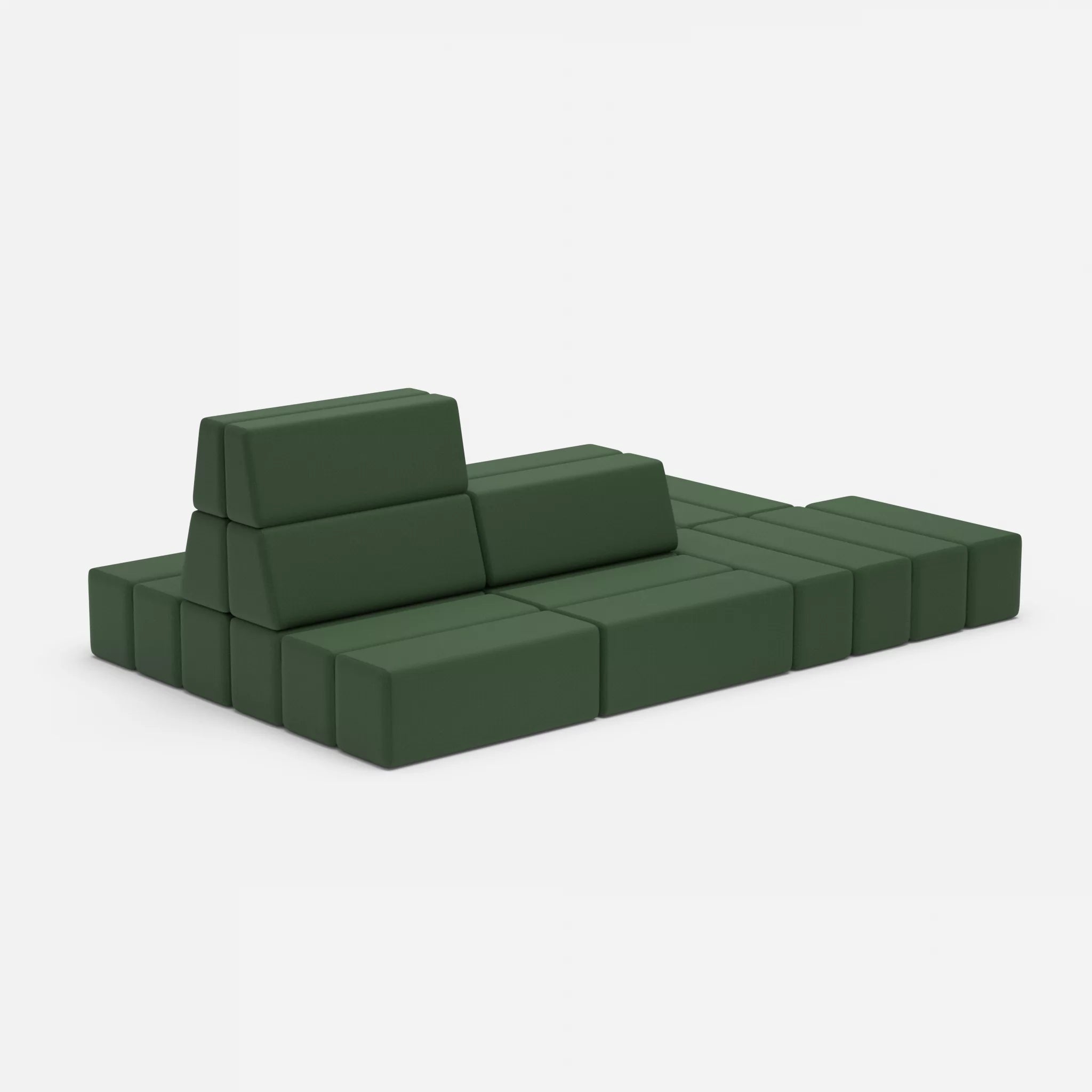 Sofalandschaft Bricks 6 radio7036 in Olive von der Seite